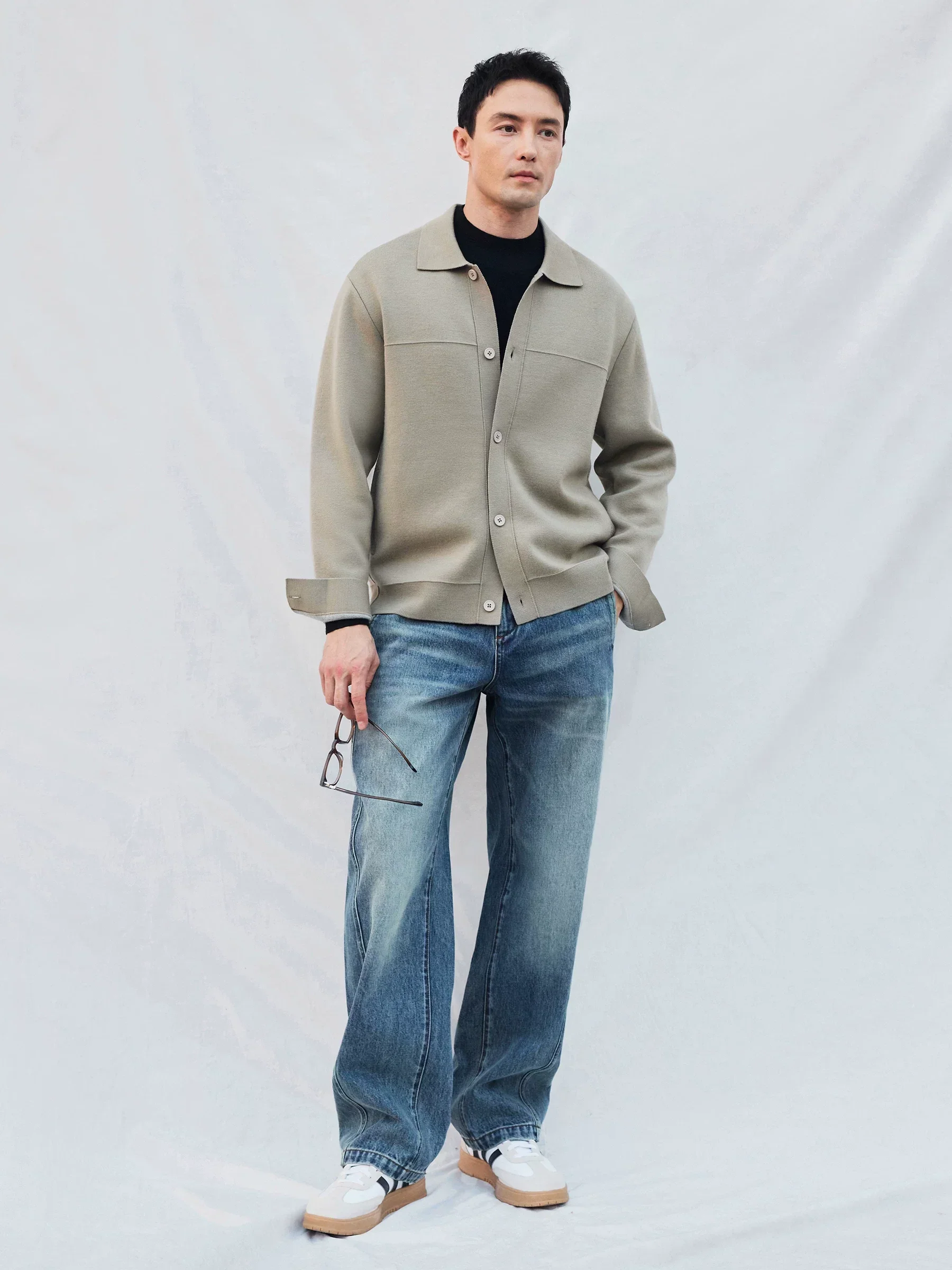 Wool-Blend Knit Shirt Jacket - Image 3