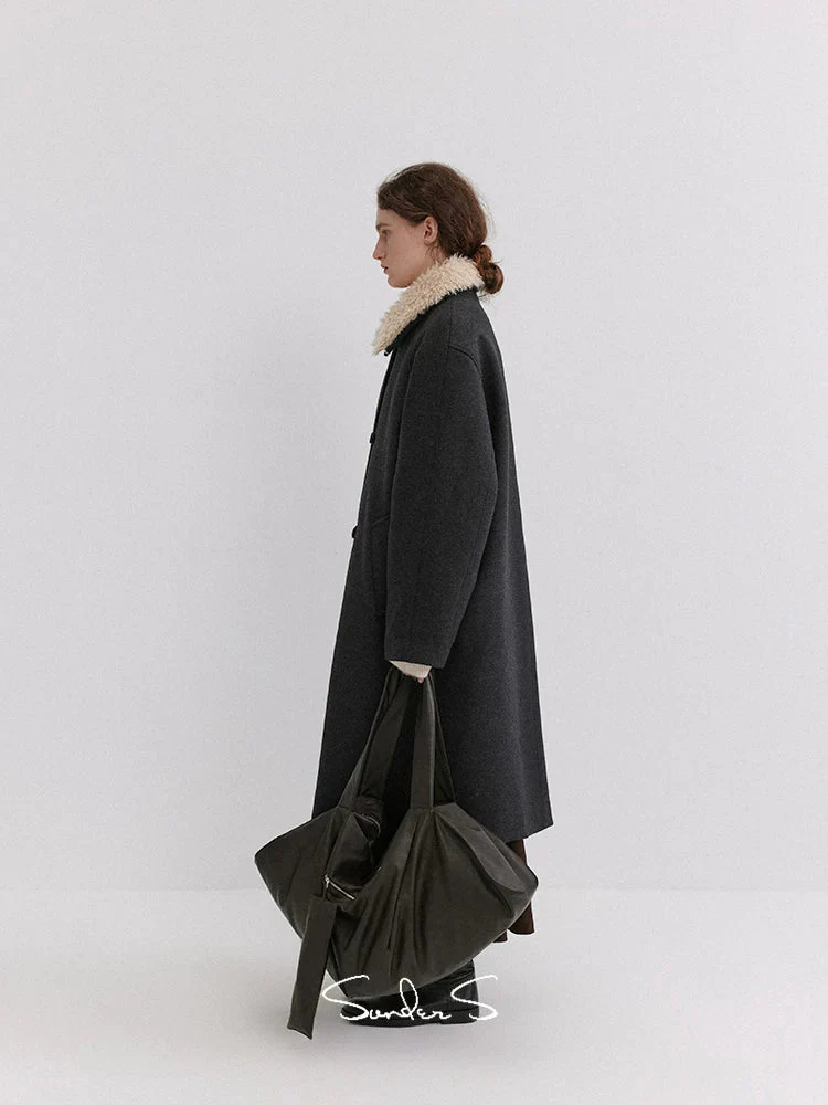 Wool-Blend Overcoat with Detachable Shearling Collar - Image 3