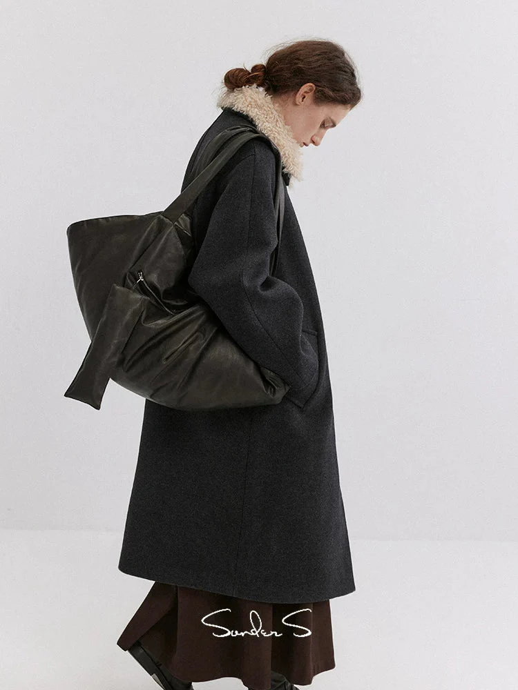 Wool-Blend Overcoat with Detachable Shearling Collar - Image 4