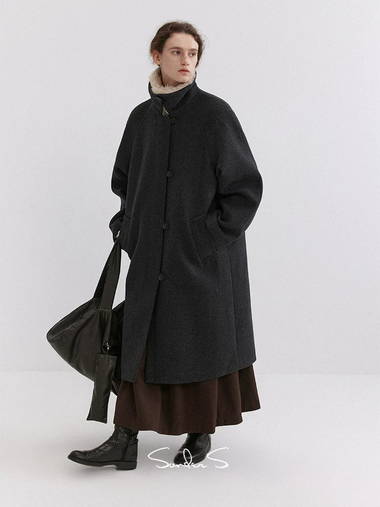 Wool-Blend Overcoat with Detachable Shearling Collar - Image 5