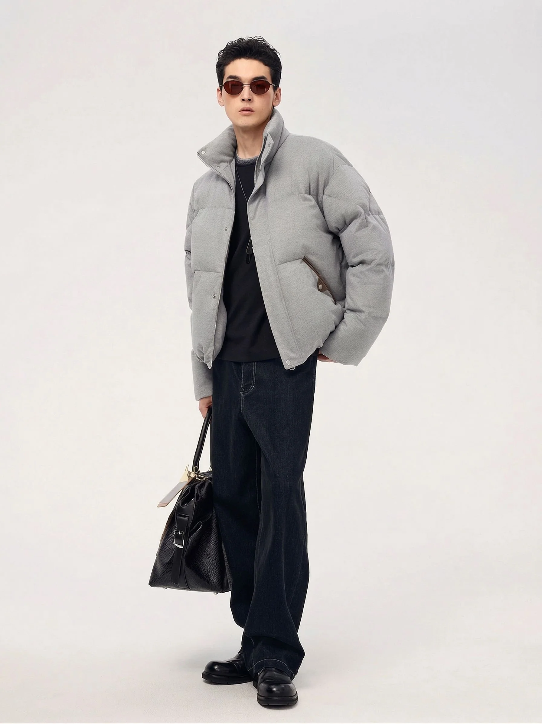 Wool-Blend Stand-Collar Down Jacket - Image 2