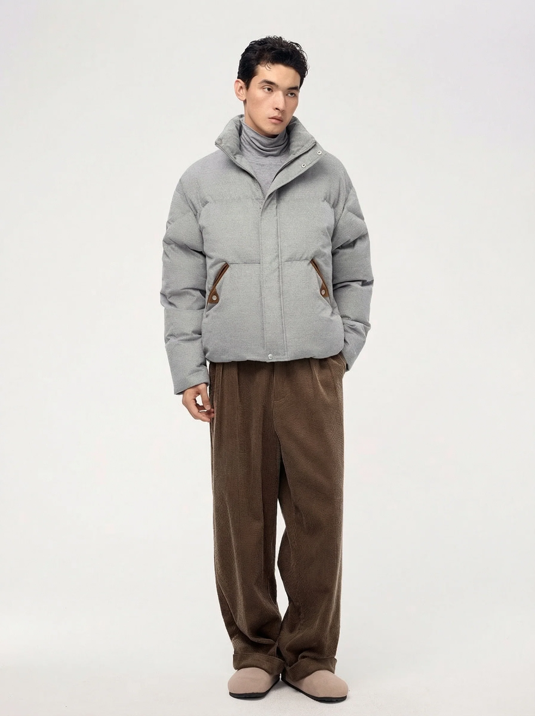 Wool-Blend Stand-Collar Down Jacket - Image 3