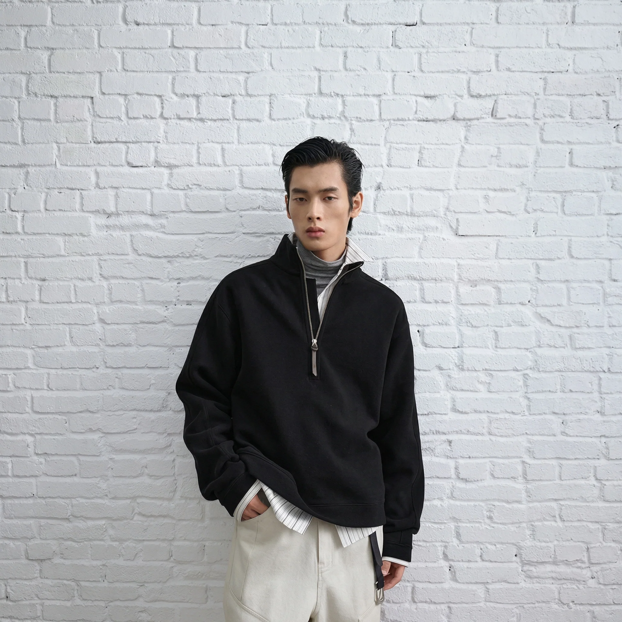 Wool-Blend Stand-Collar Half-Zip Sweatshirt - Image 5