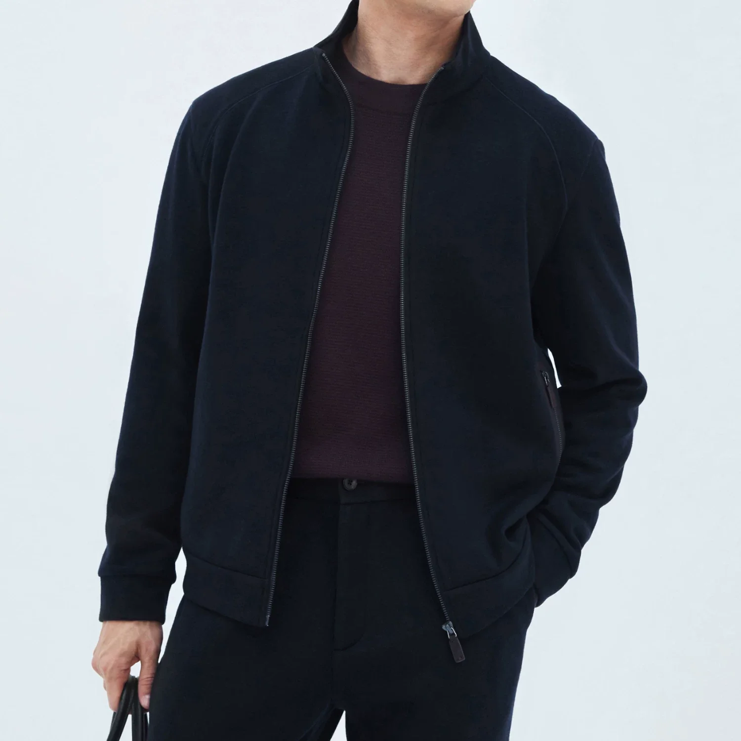Wool-Blend Stand Collar Zip Jacket - Image 5