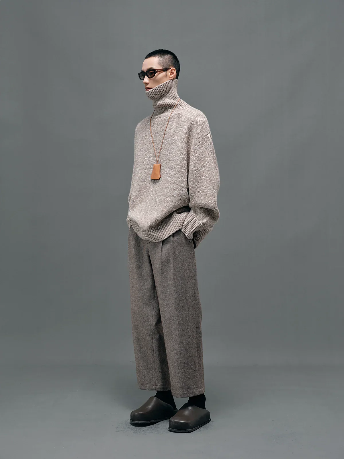 Wool Blend Wide-Leg Trousers - Image 2