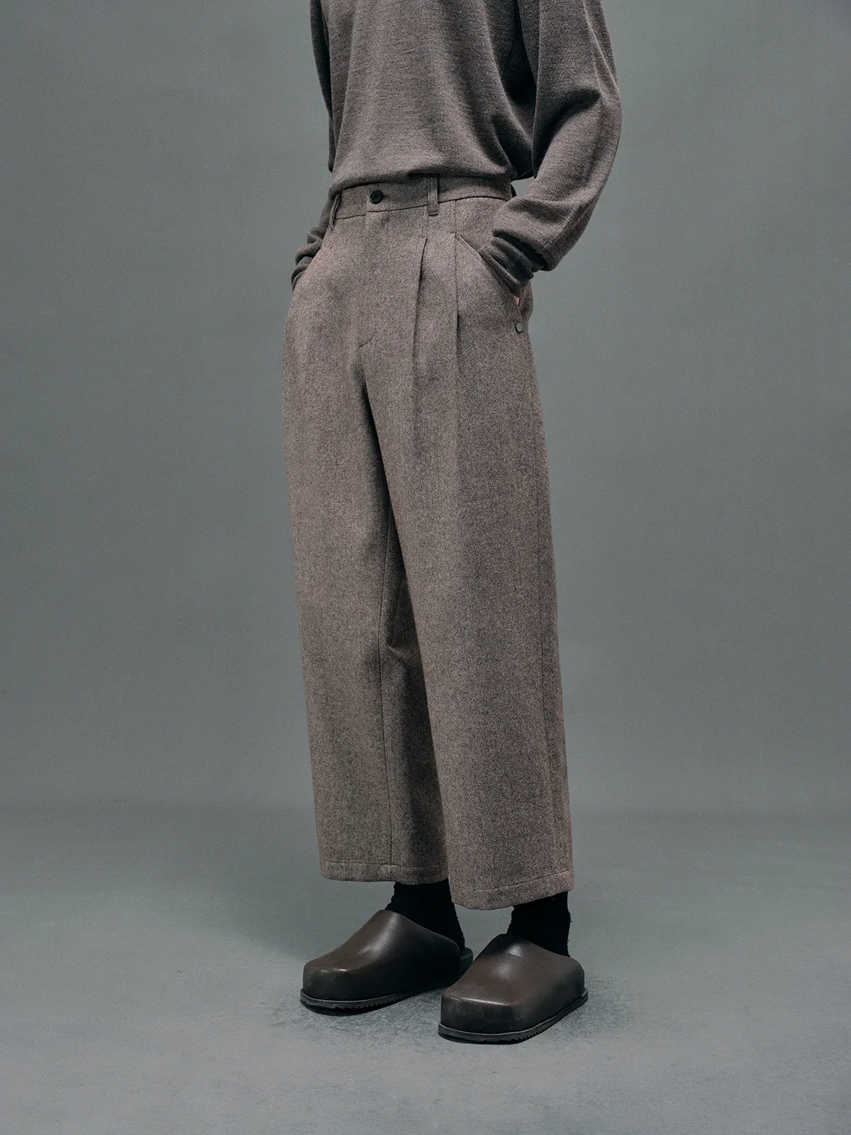 Wool Blend Wide-Leg Trousers - Image 3