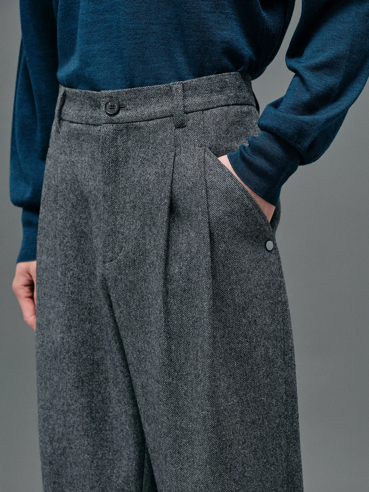 Wool Blend Wide-Leg Trousers - Image 4