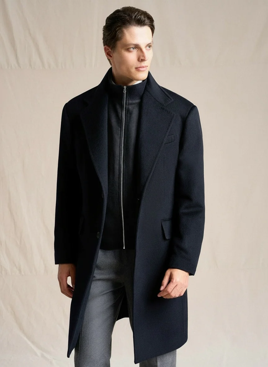 Wool-Cashmere Chesterfield Coat with Liner