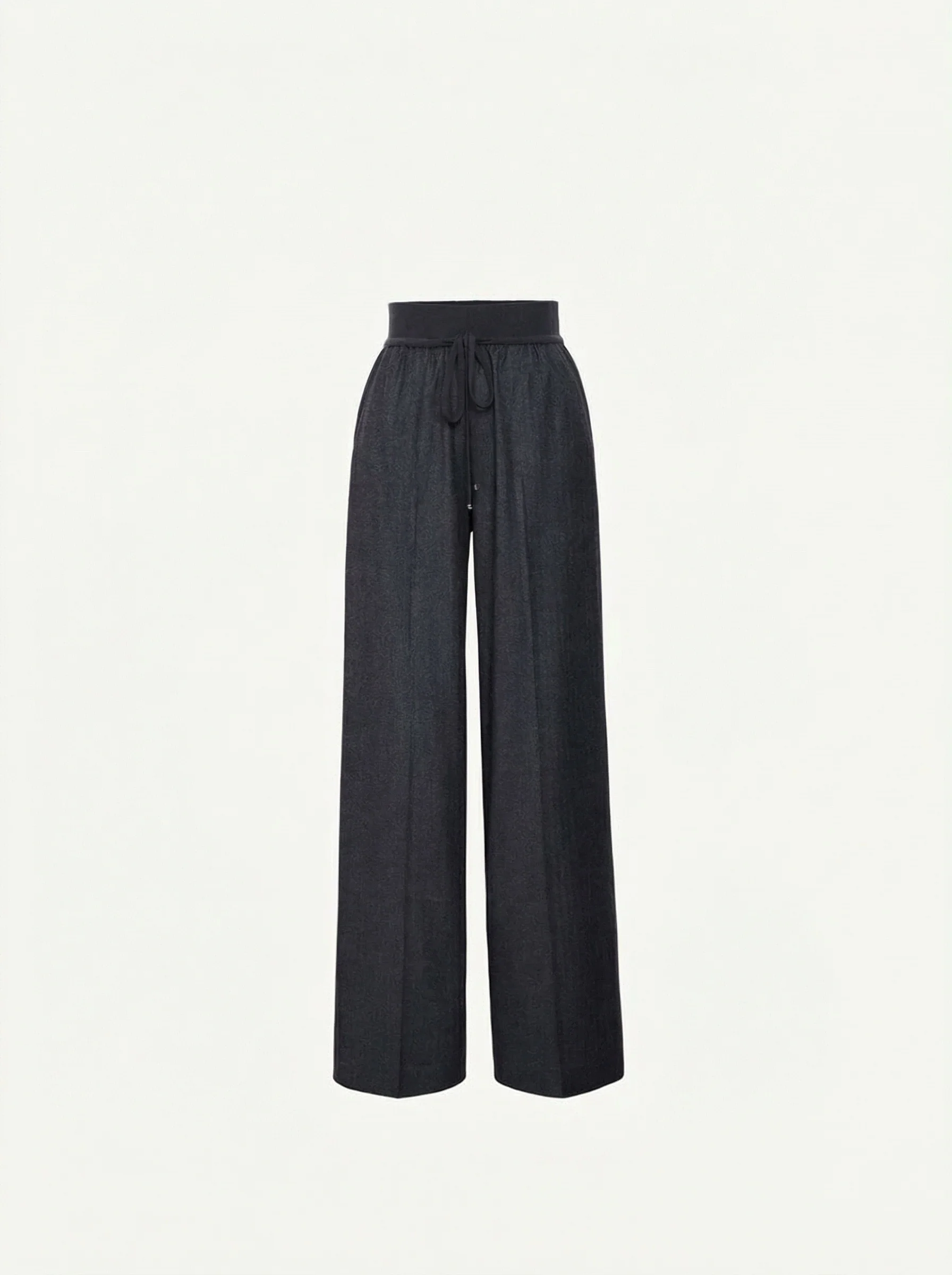 Wool-Cashmere Herringbone Wide-Leg Pants