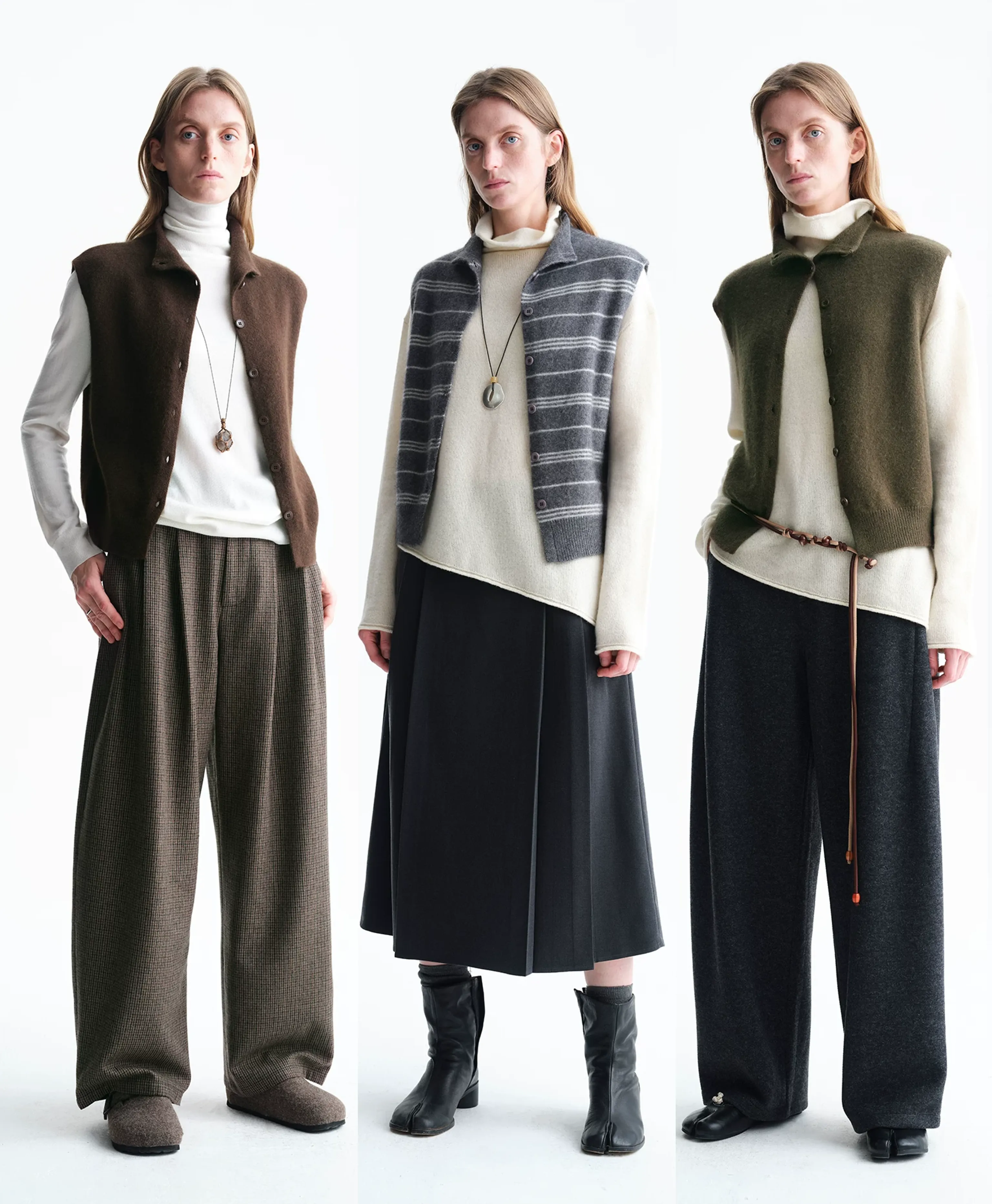 Wool-Cashmere Stand Collar Knit Vest