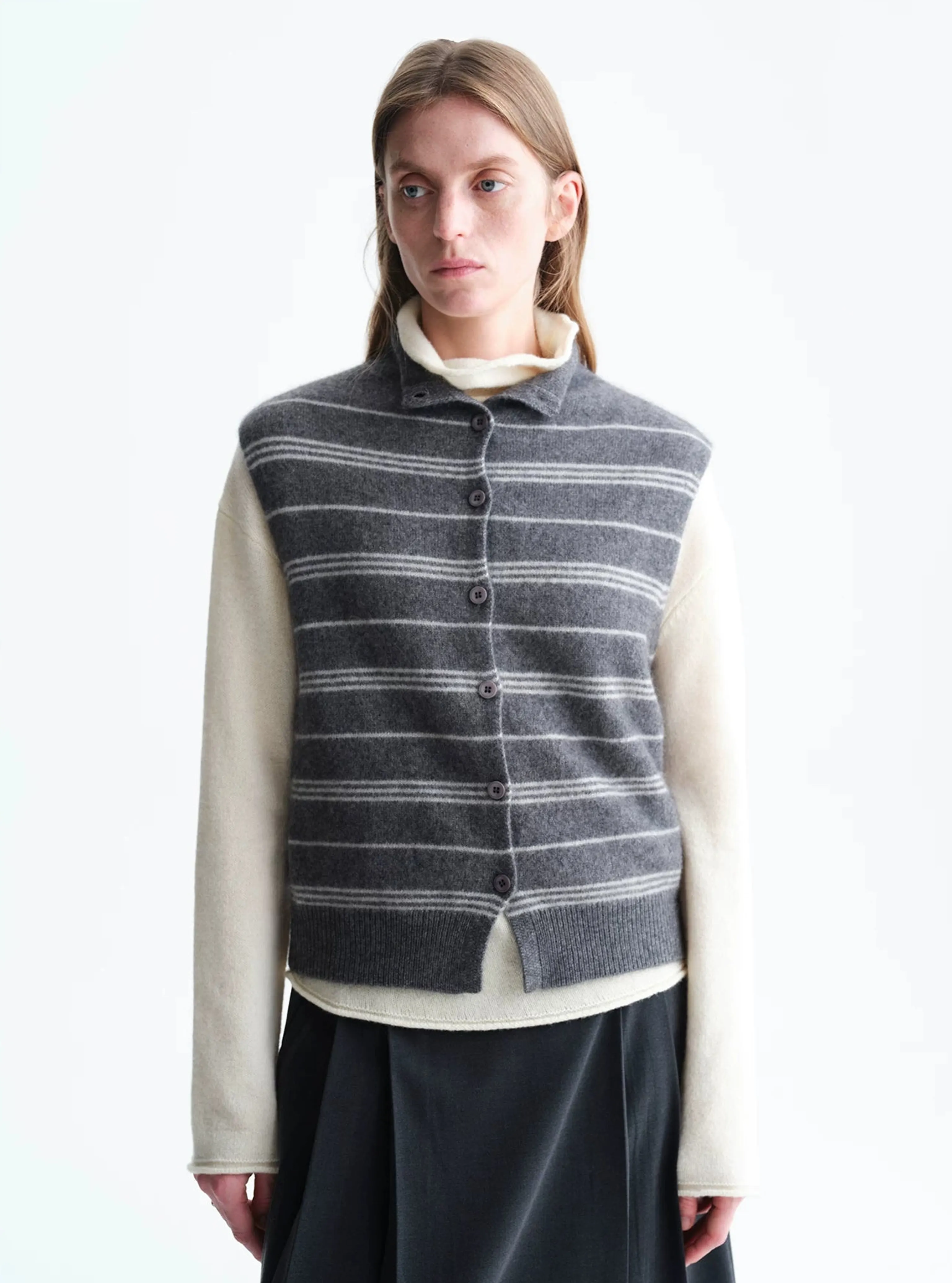 Wool-Cashmere Stand Collar Knit Vest - Image 6