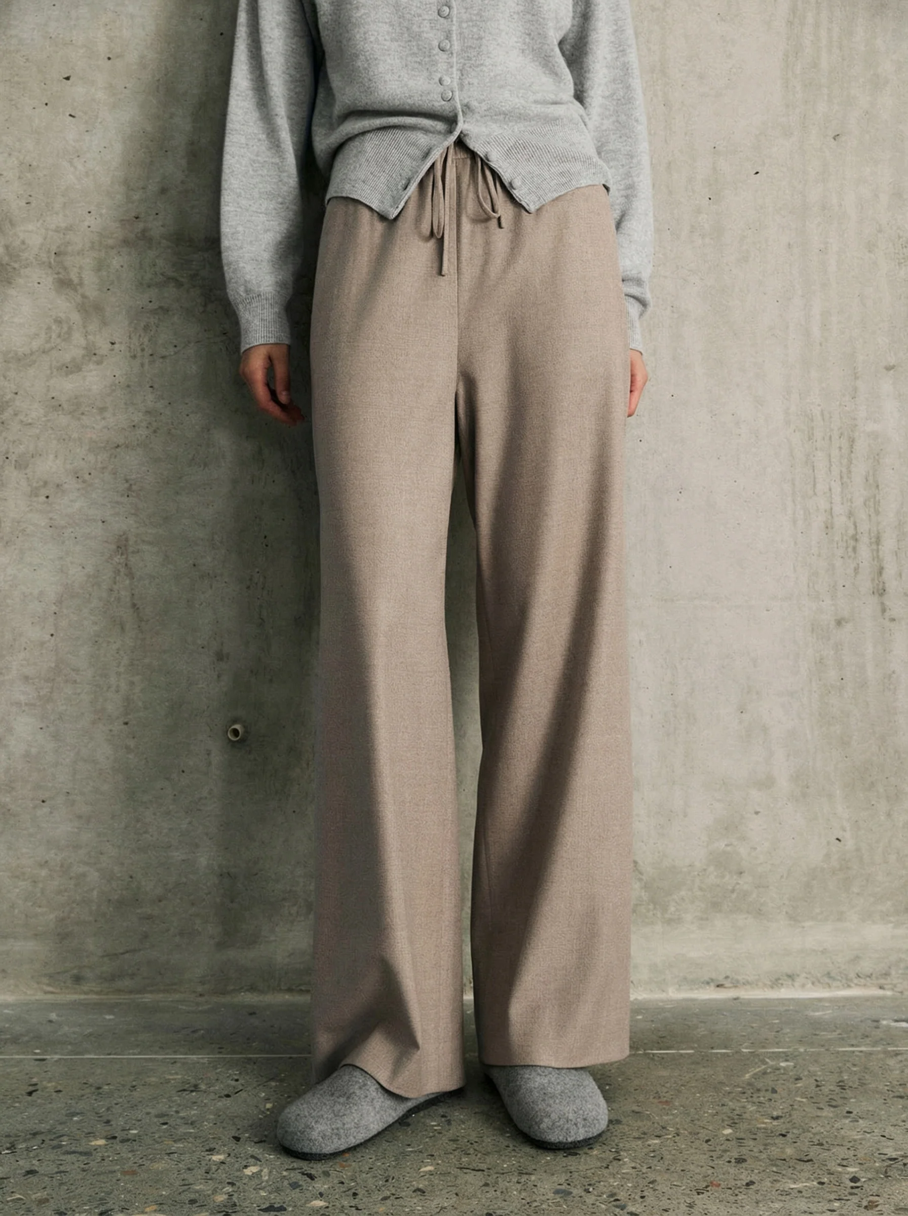 Wool-Cashmere Wide-Leg Drawstring Pants - Image 2