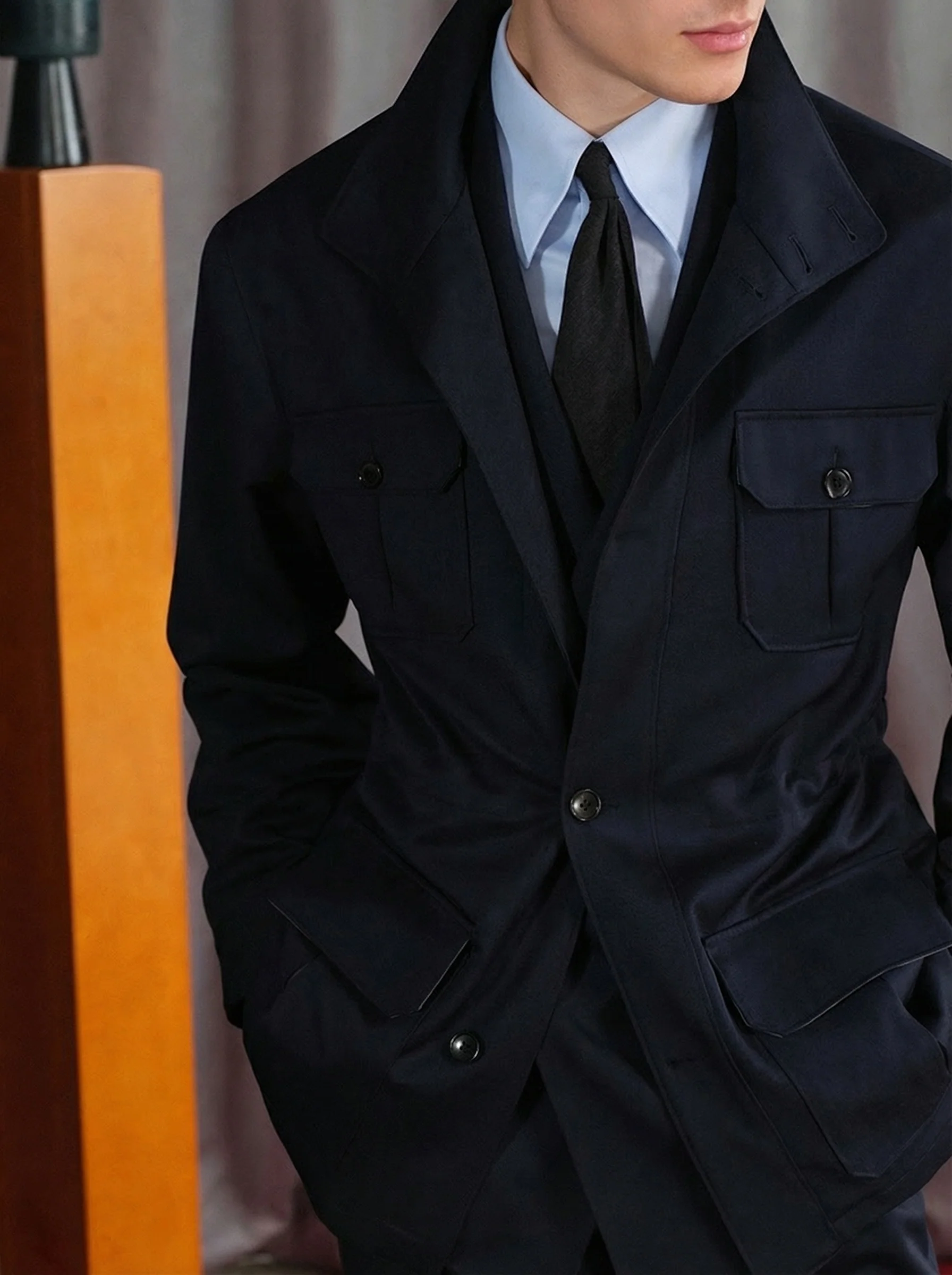 Wool Cavalry Twill Safari Jacket