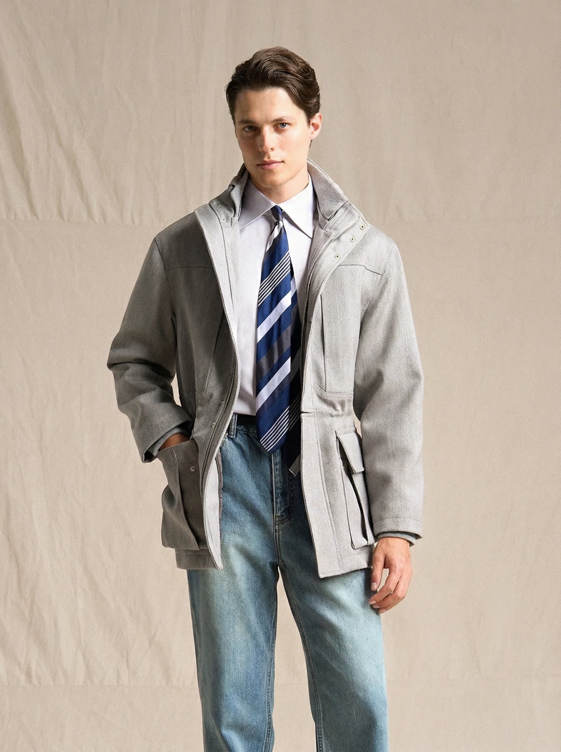 Wool Cavalry Twill Stand-Collar Jacket - Image 2