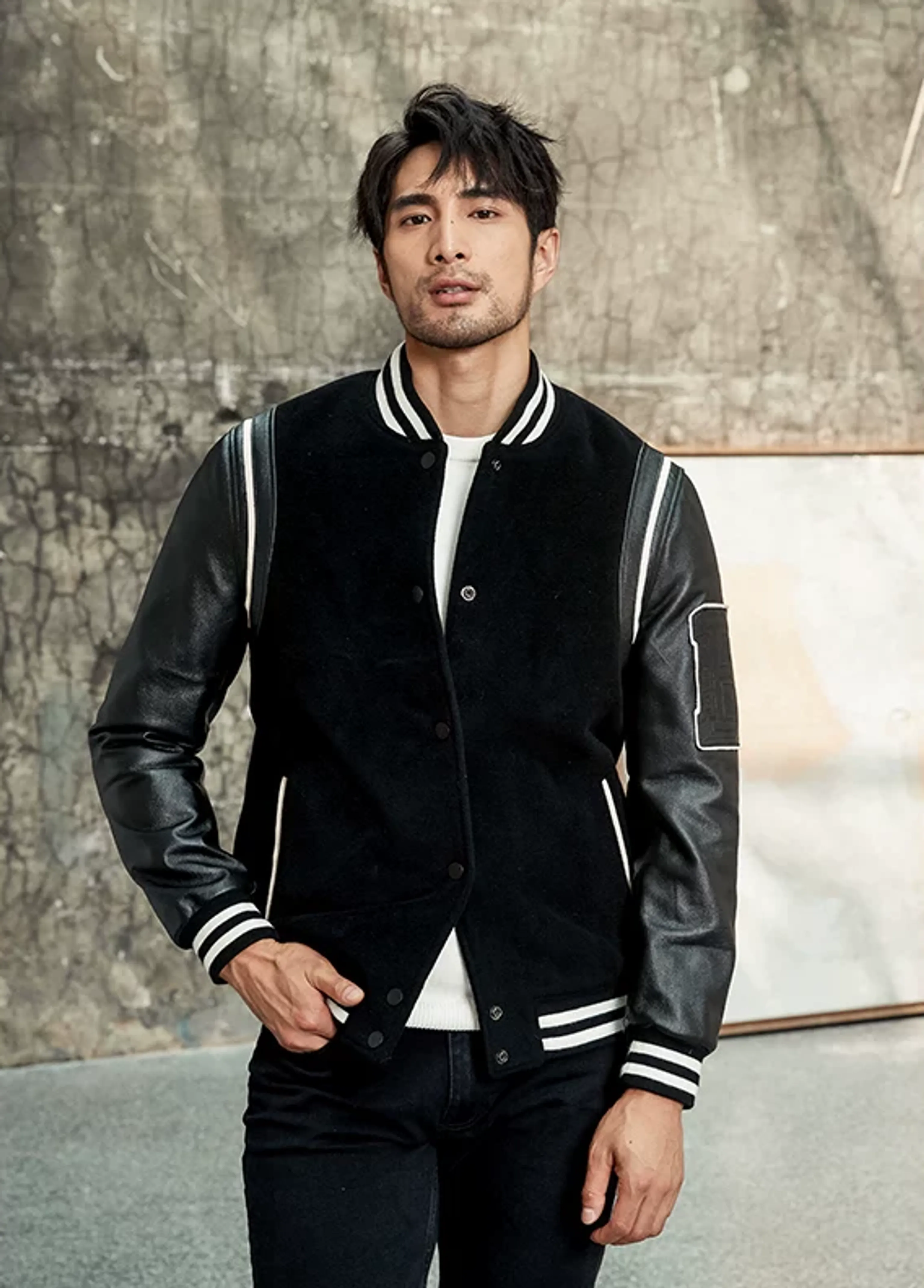 Wool-Cowhide Varsity Jacket - Image 3