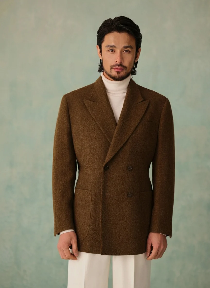 Wool Double-Breasted Peak-Lapel Blazer