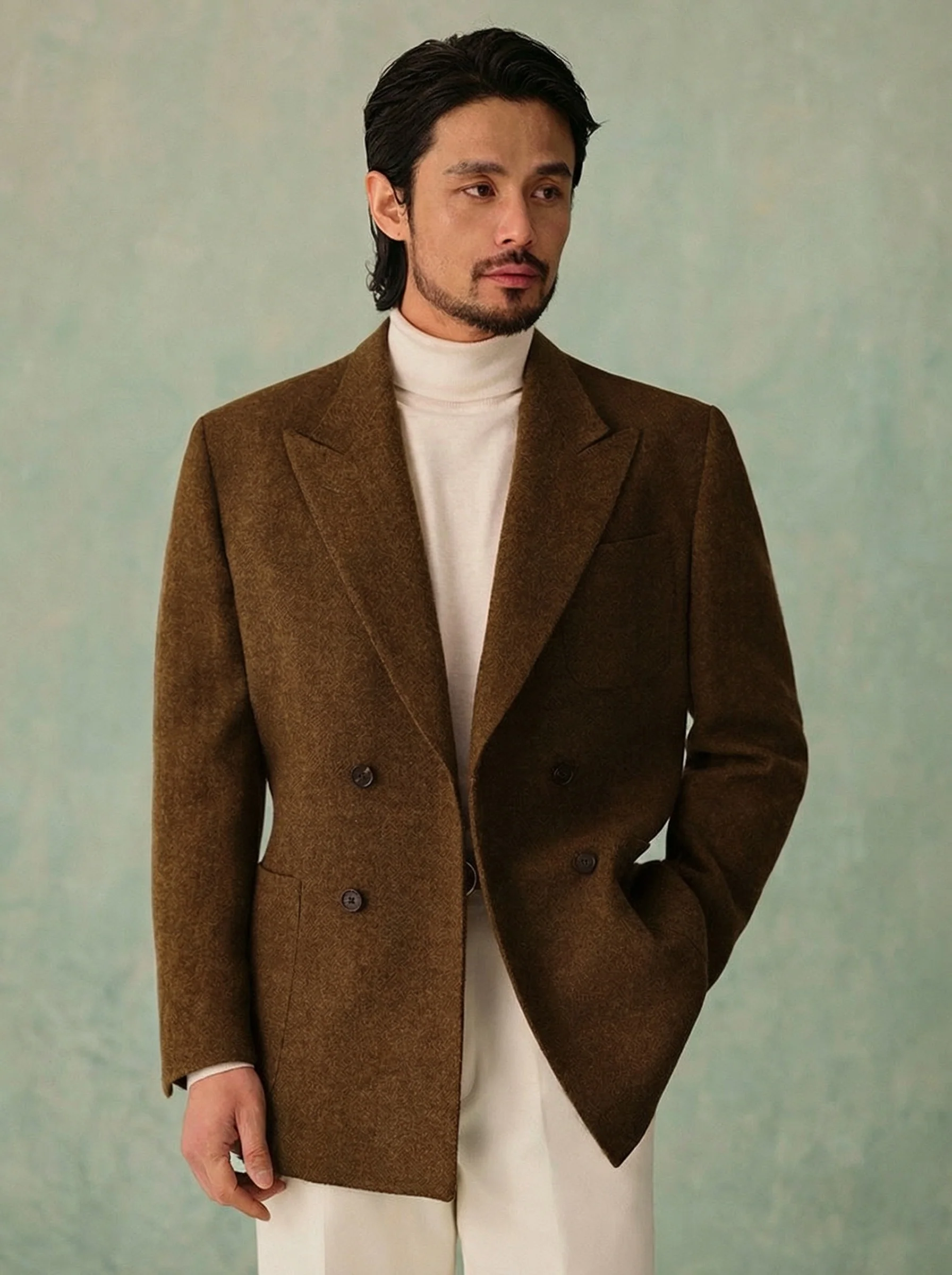 Wool Double-Breasted Peak-Lapel Blazer - Image 2
