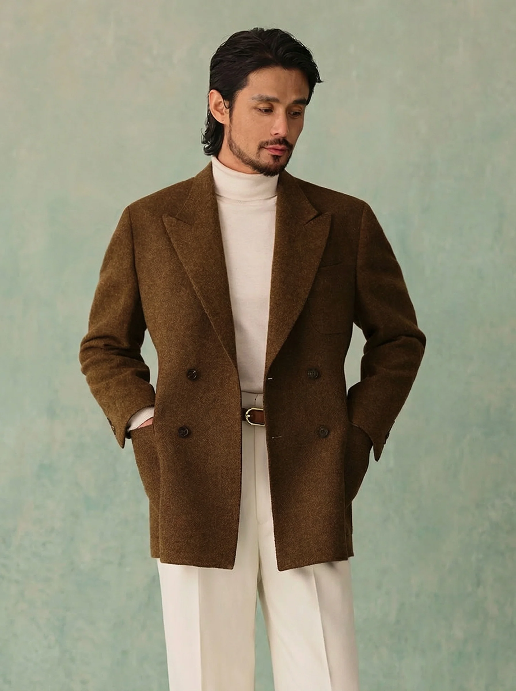 Wool Double-Breasted Peak-Lapel Blazer - Image 3