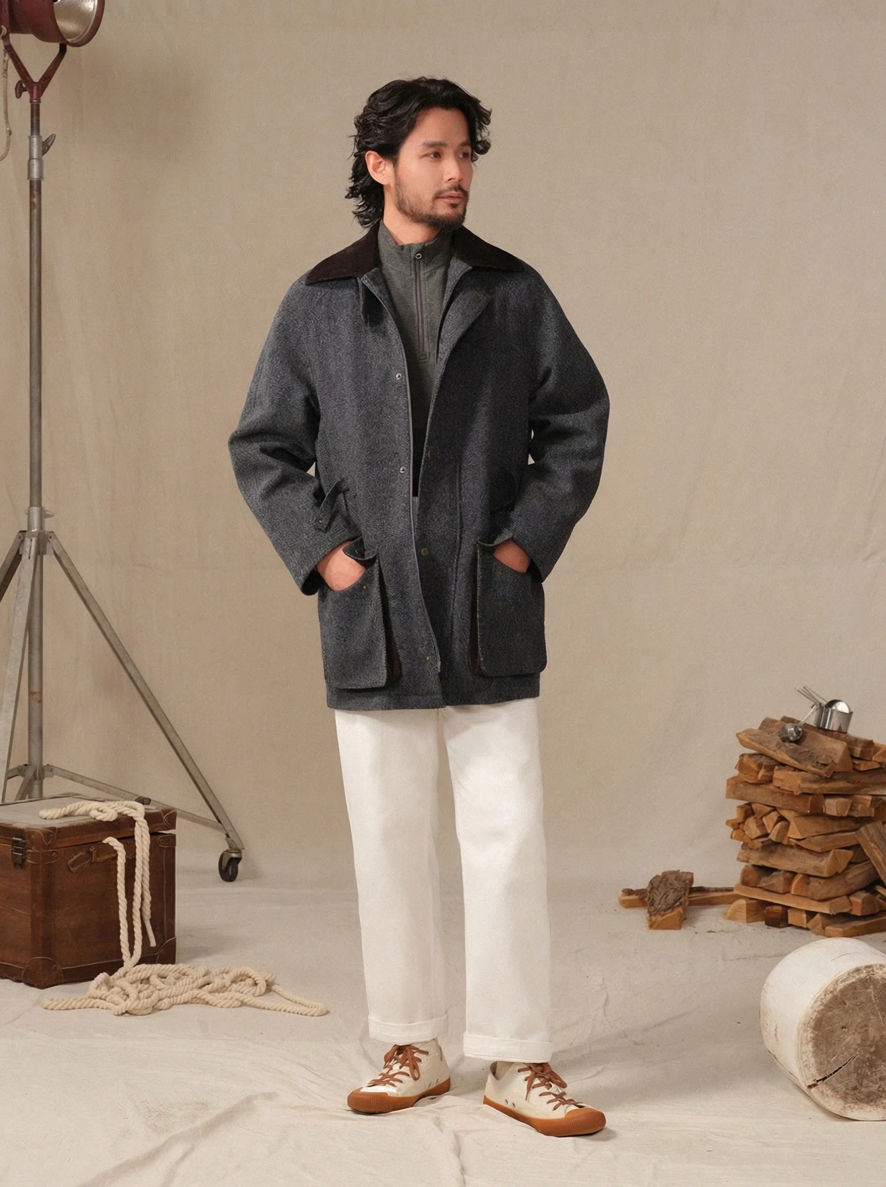 Wool Herringbone Field Jacket - Image 4