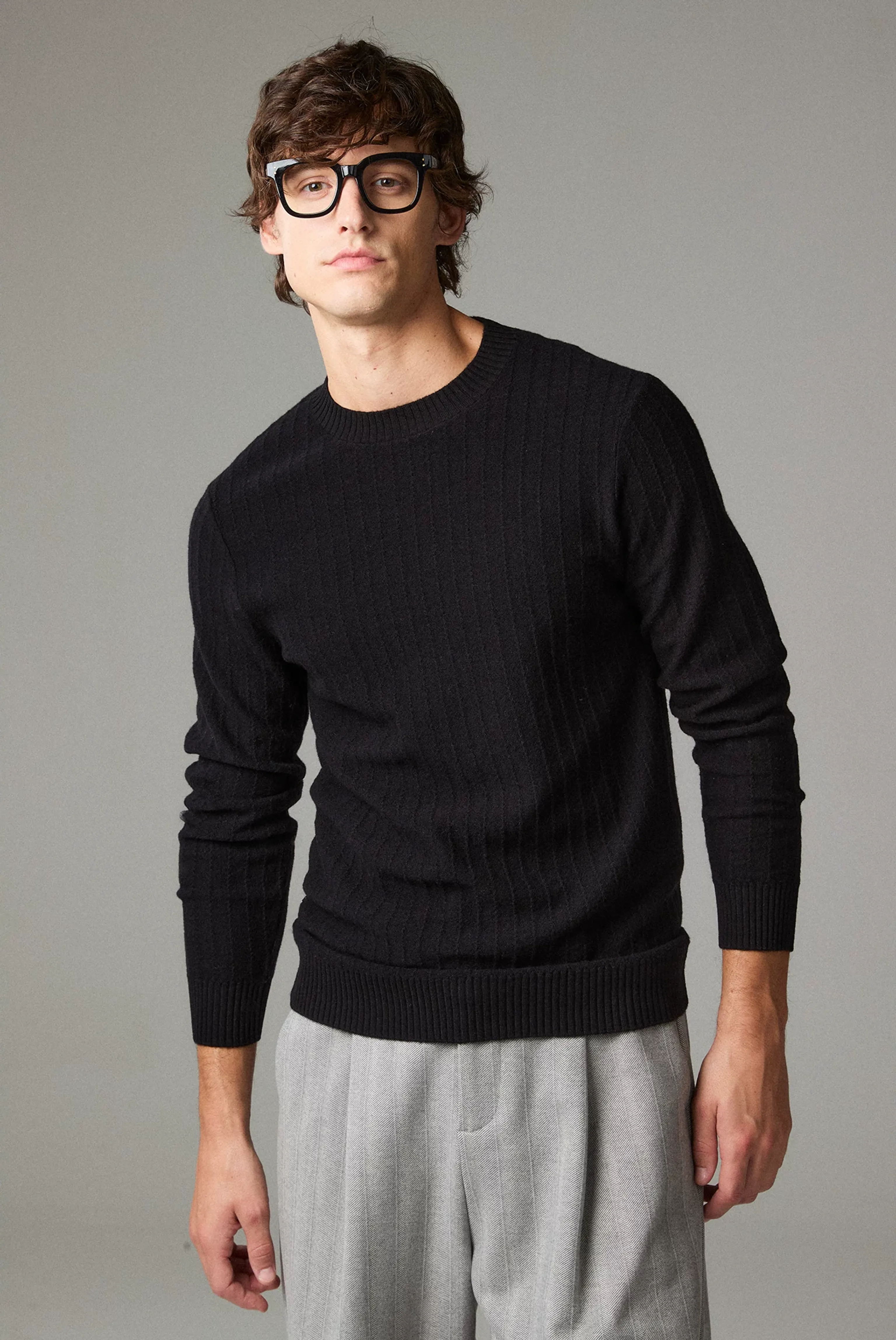 Wool Rib Crewneck Sweater
