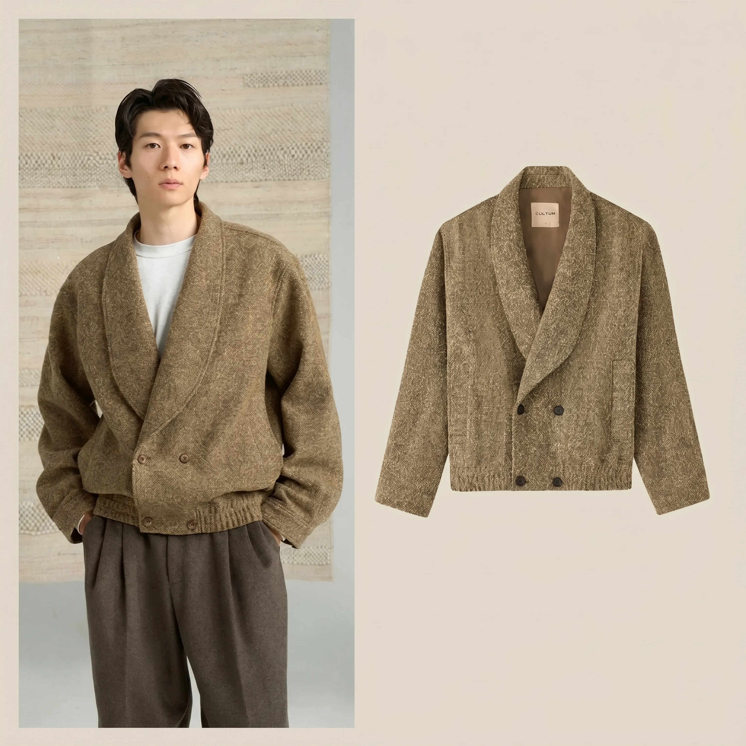 Wool Shawl Collar Double-Breasted Jacket - Image 5