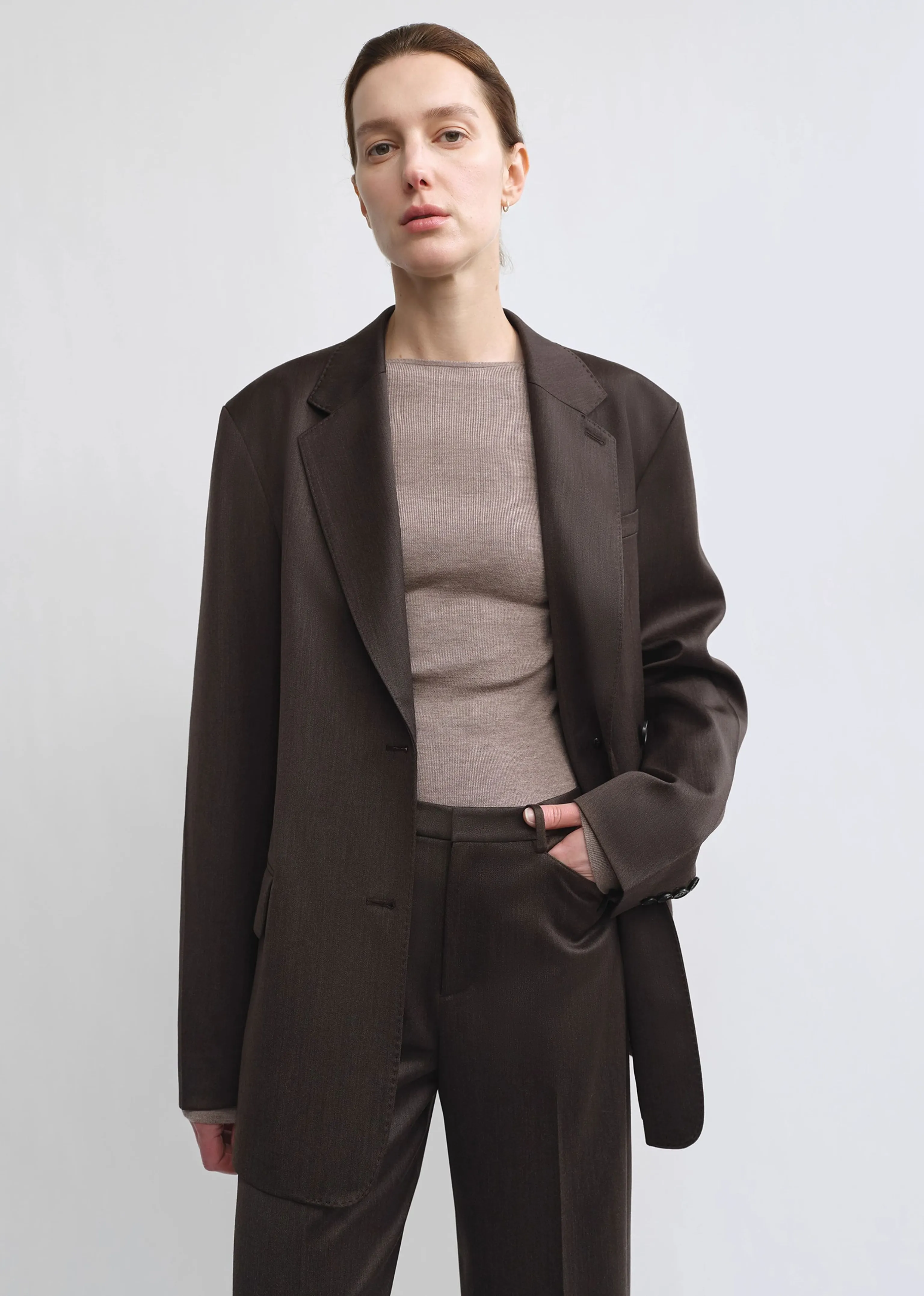 Wool–Silk Drop-Shoulder Suit Set