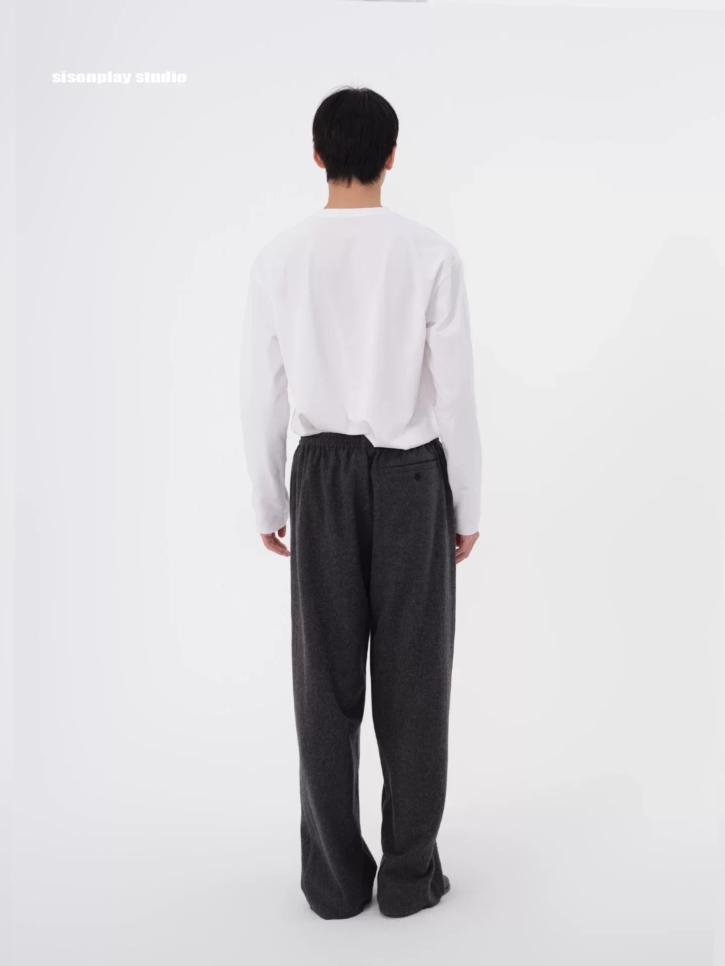Wool Silk Elastic Wide-Leg Trousers - Image 4