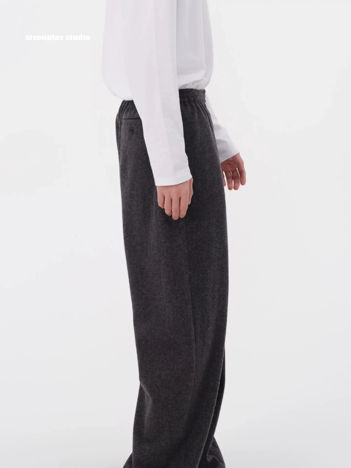 Wool Silk Elastic Wide-Leg Trousers - Image 5
