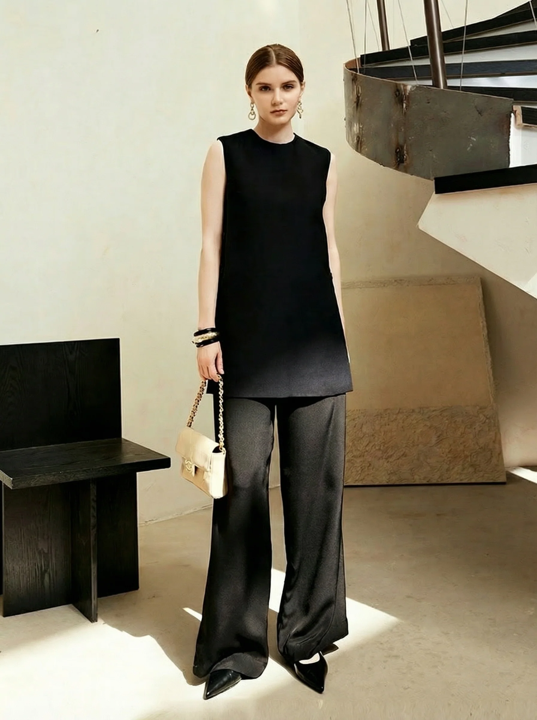 Wool-Silk Side-Button Shift Dress - Image 3