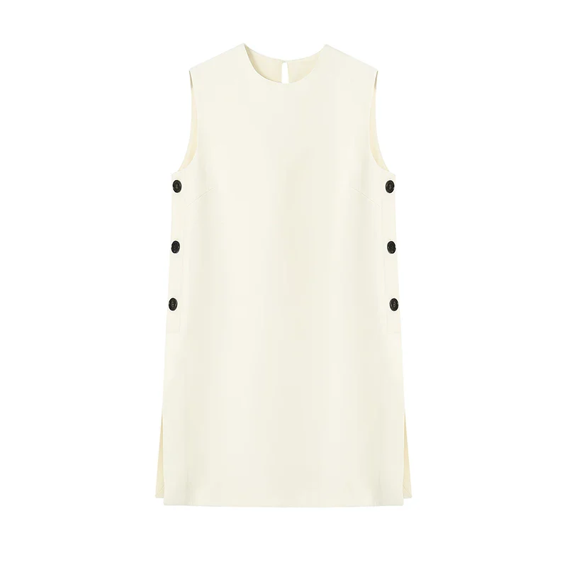 Wool-Silk Side-Button Shift Dress - Image 5