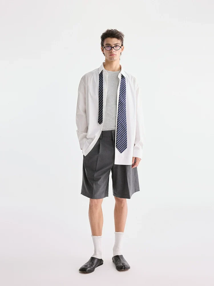 Wool-Textured Pleated Shorts - Image 3