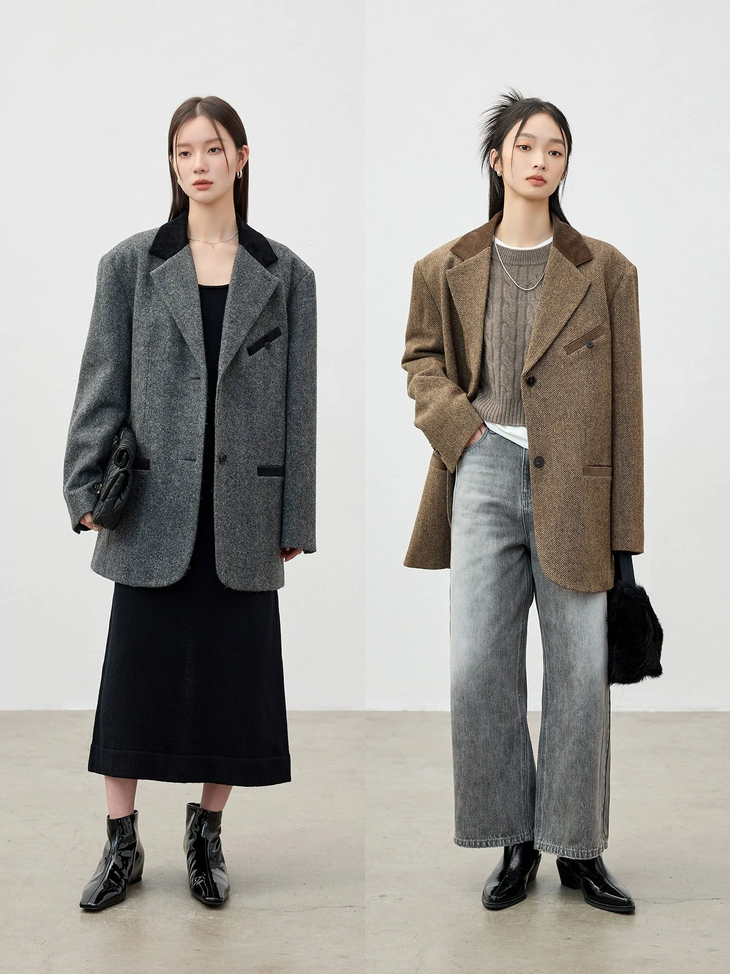 Wool Tweed Contrast-Collar Blazer - Image 2