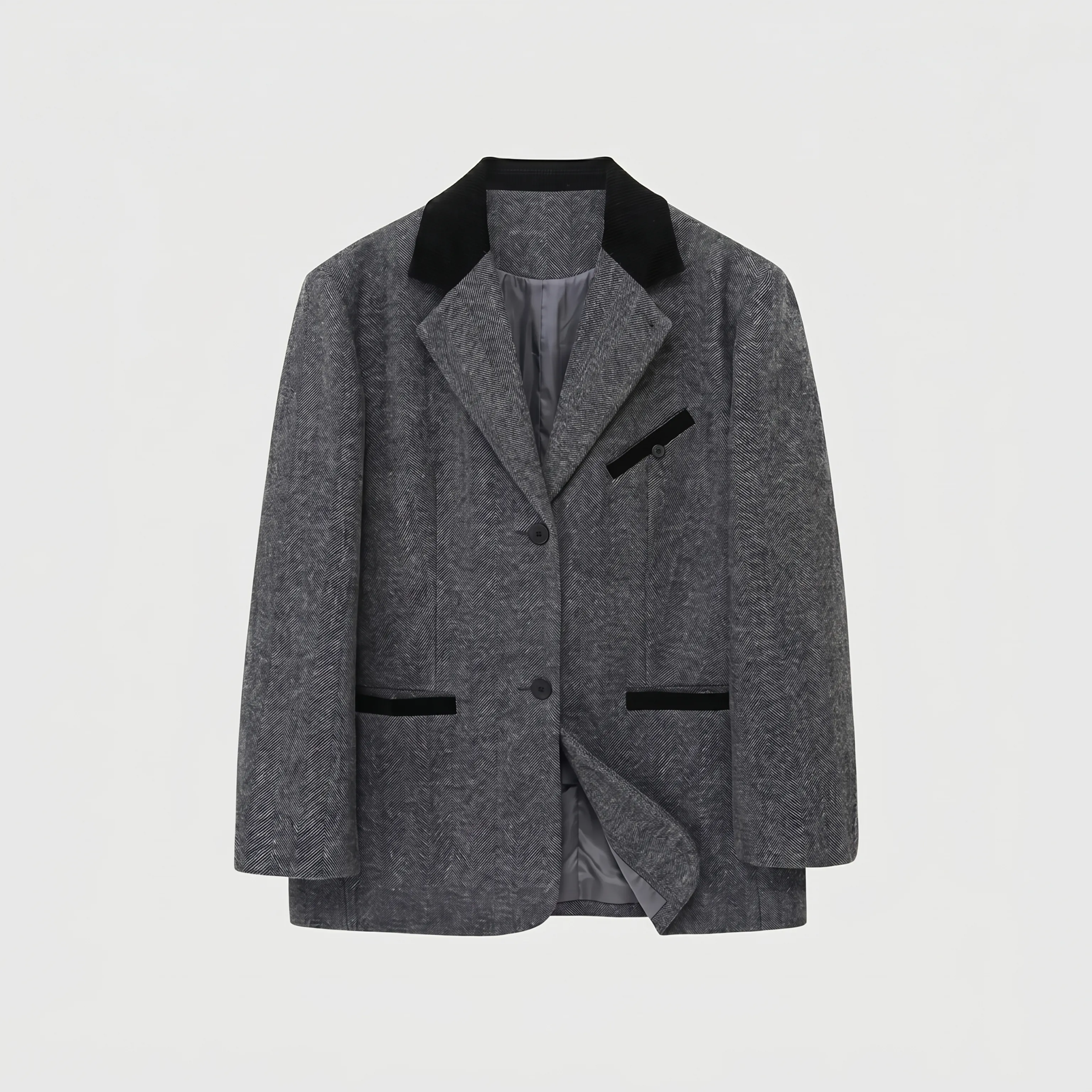 Wool Tweed Contrast-Collar Blazer - Image 7
