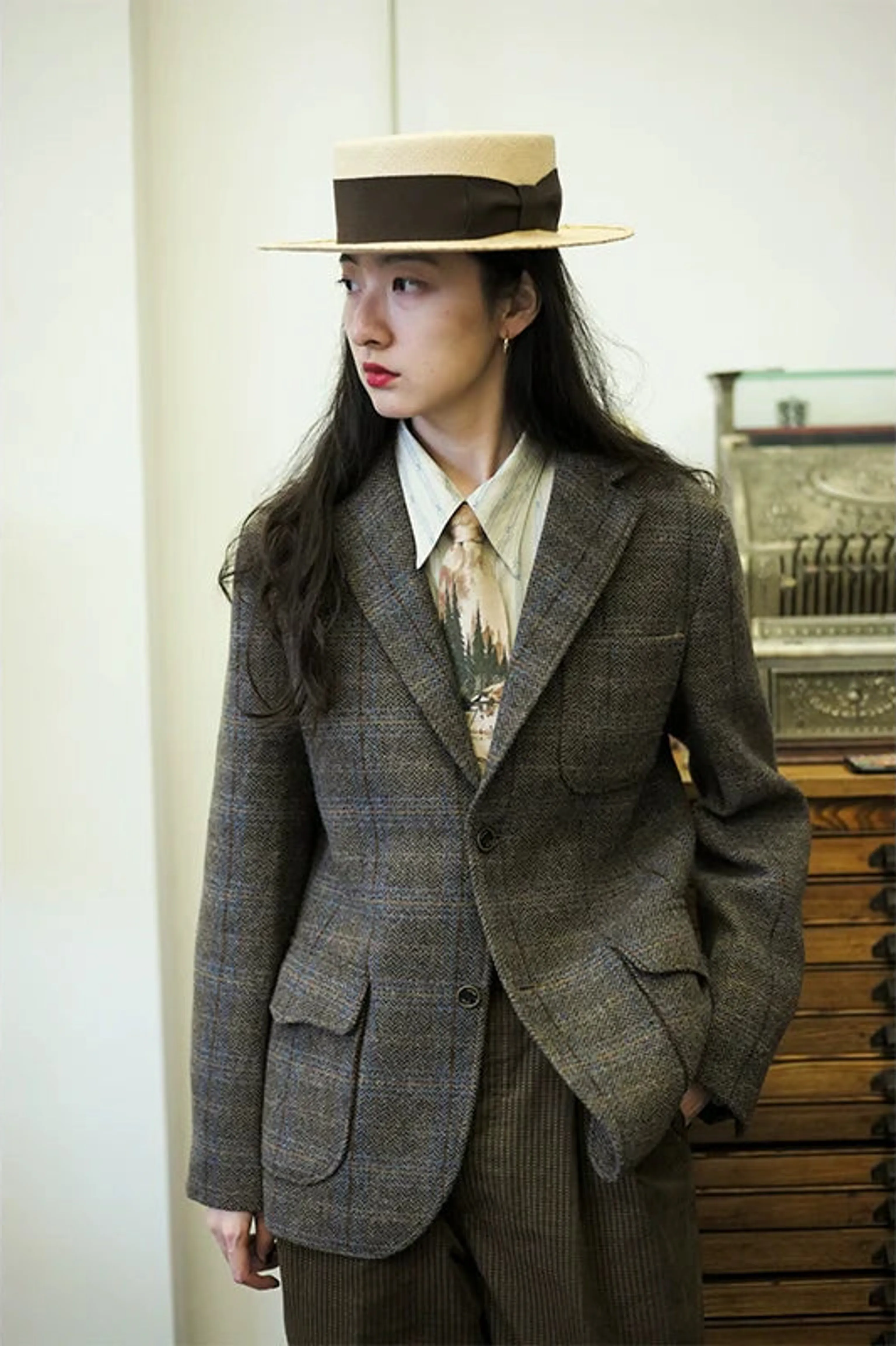 Wool Tweed Plaid Blazer