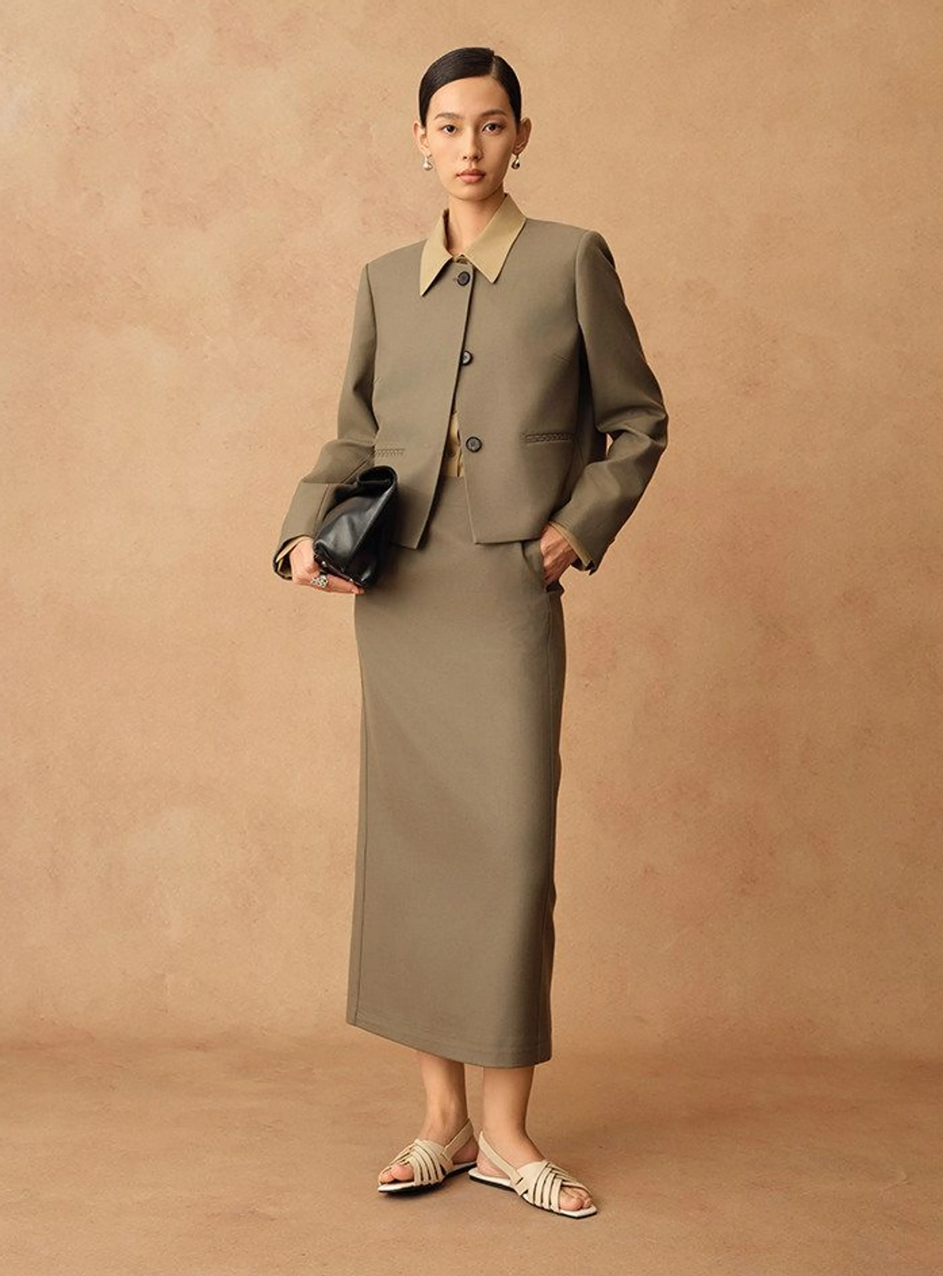 Worsted Wool Round-Neck Box Jacket - Image 6