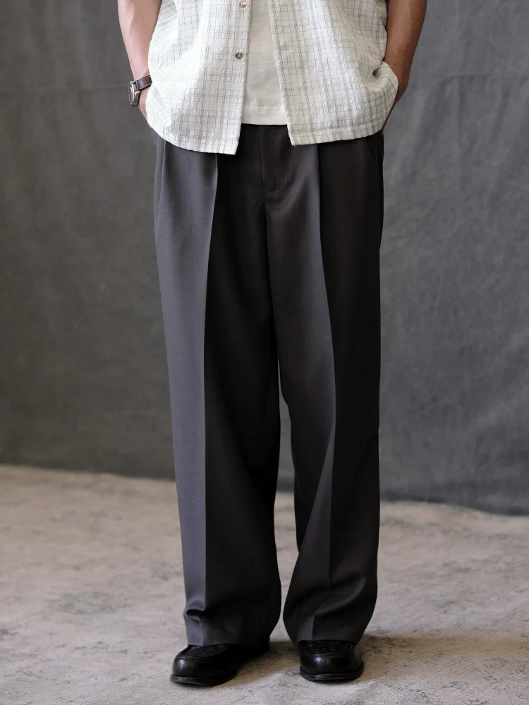 Worsted Wool Wide-Leg Trousers