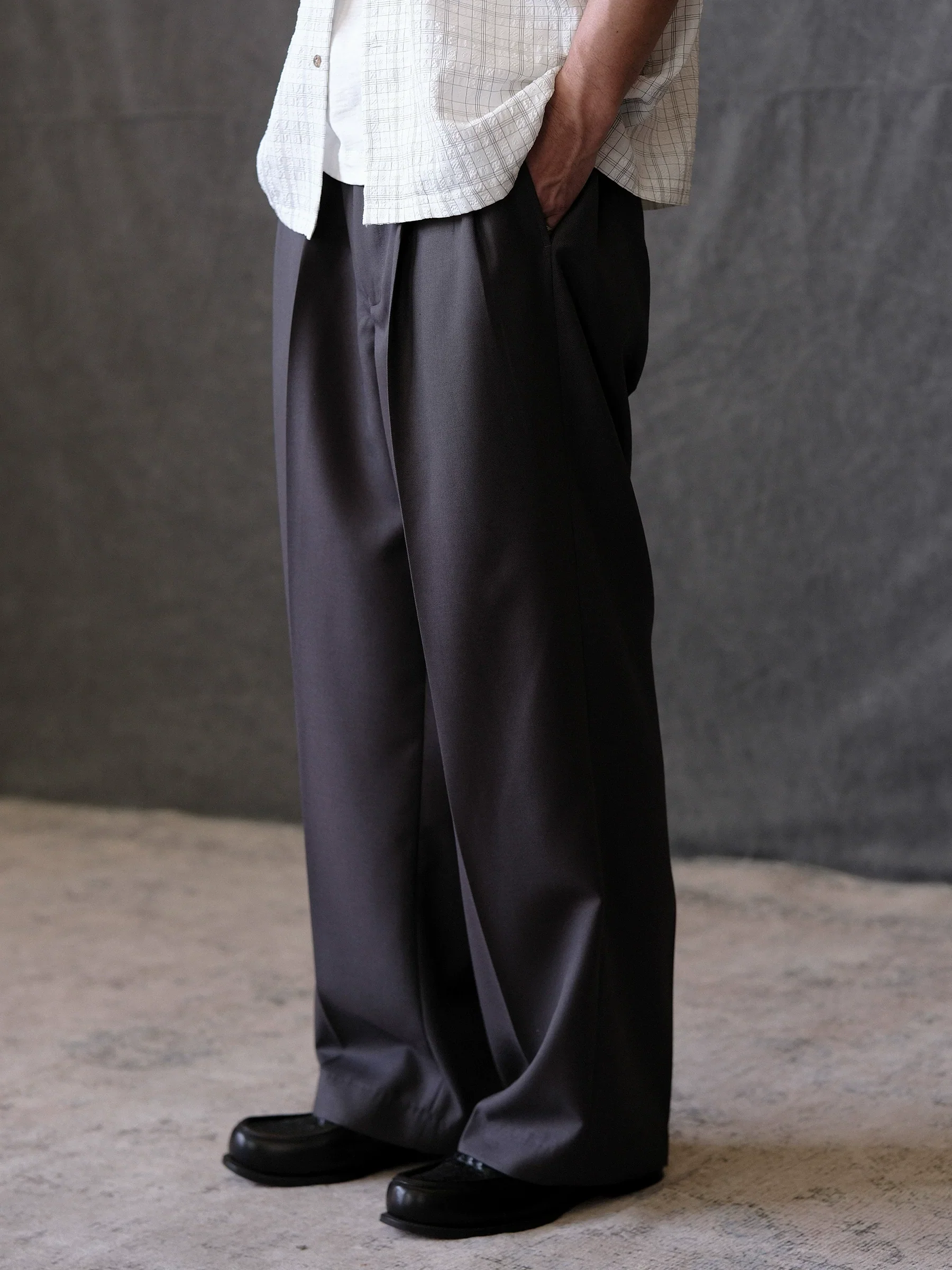 Worsted Wool Wide-Leg Trousers - Image 2