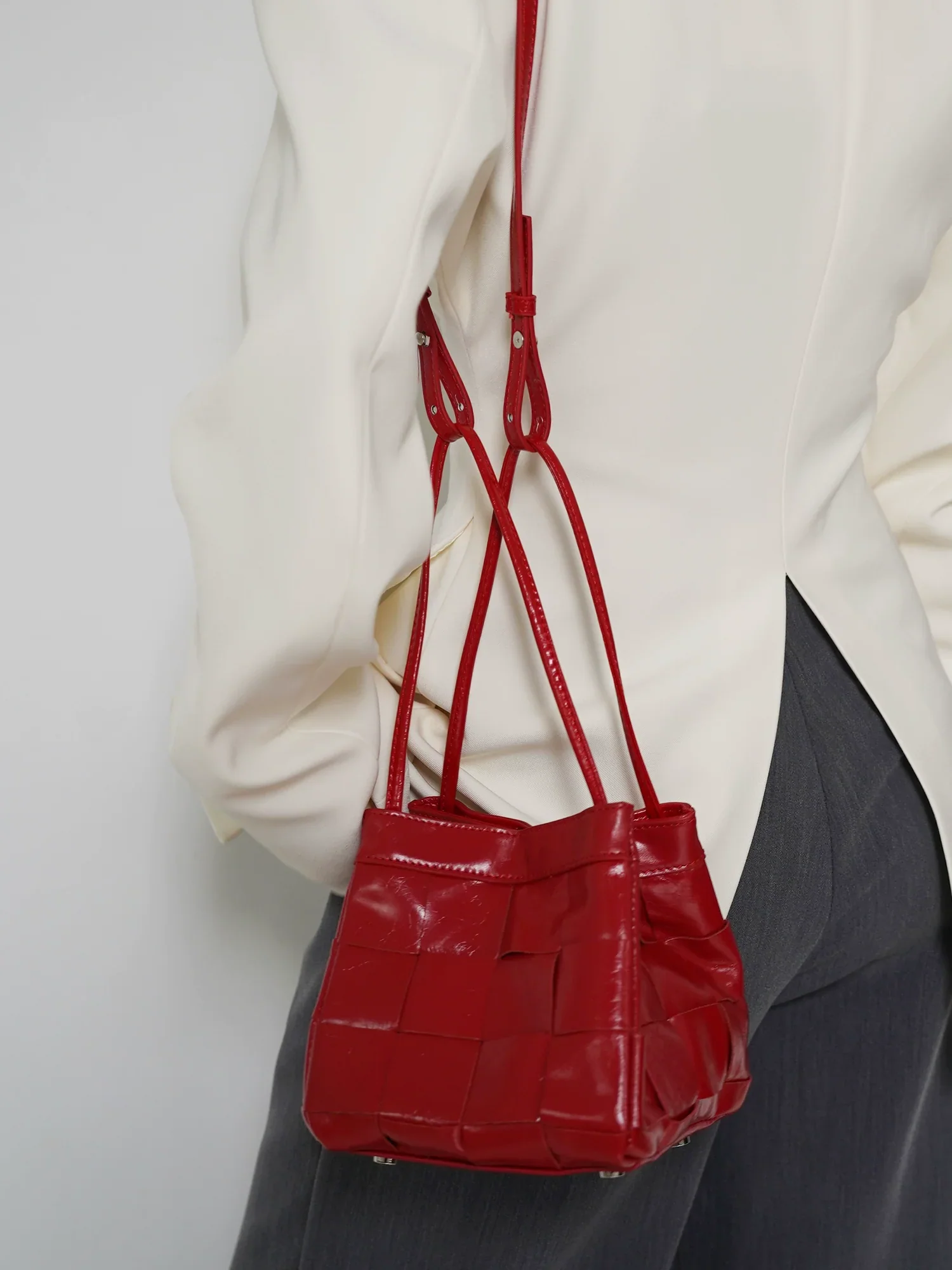 Woven Cowhide Mini Square Bag - Image 2