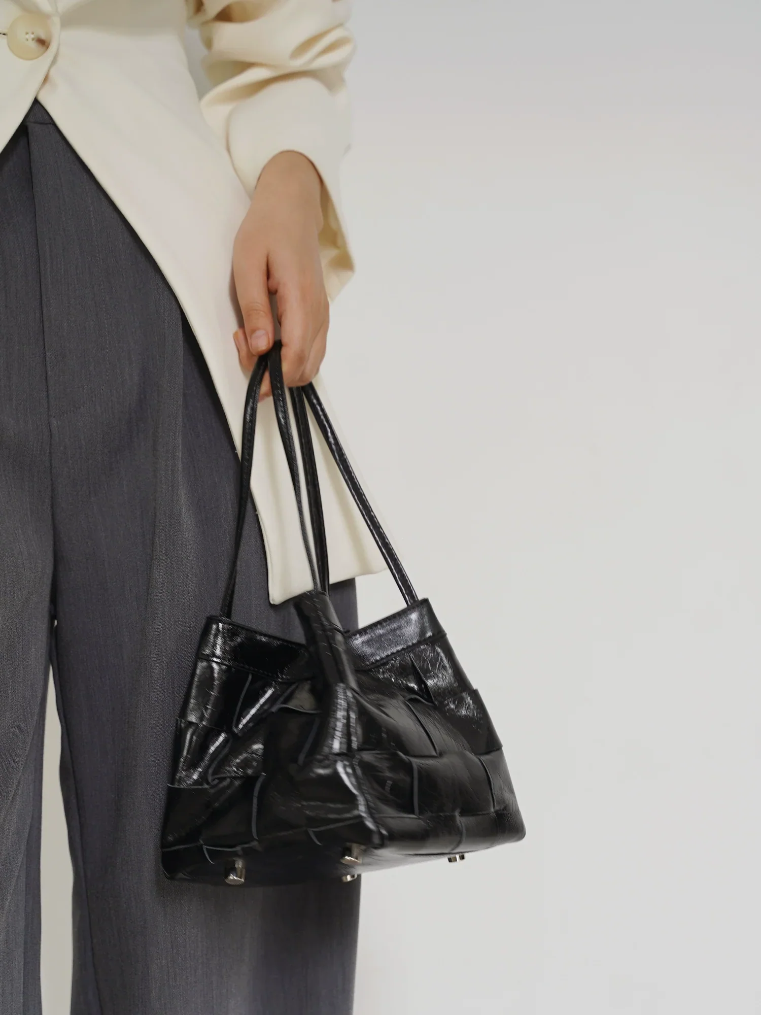 Woven Cowhide Mini Square Bag - Image 4