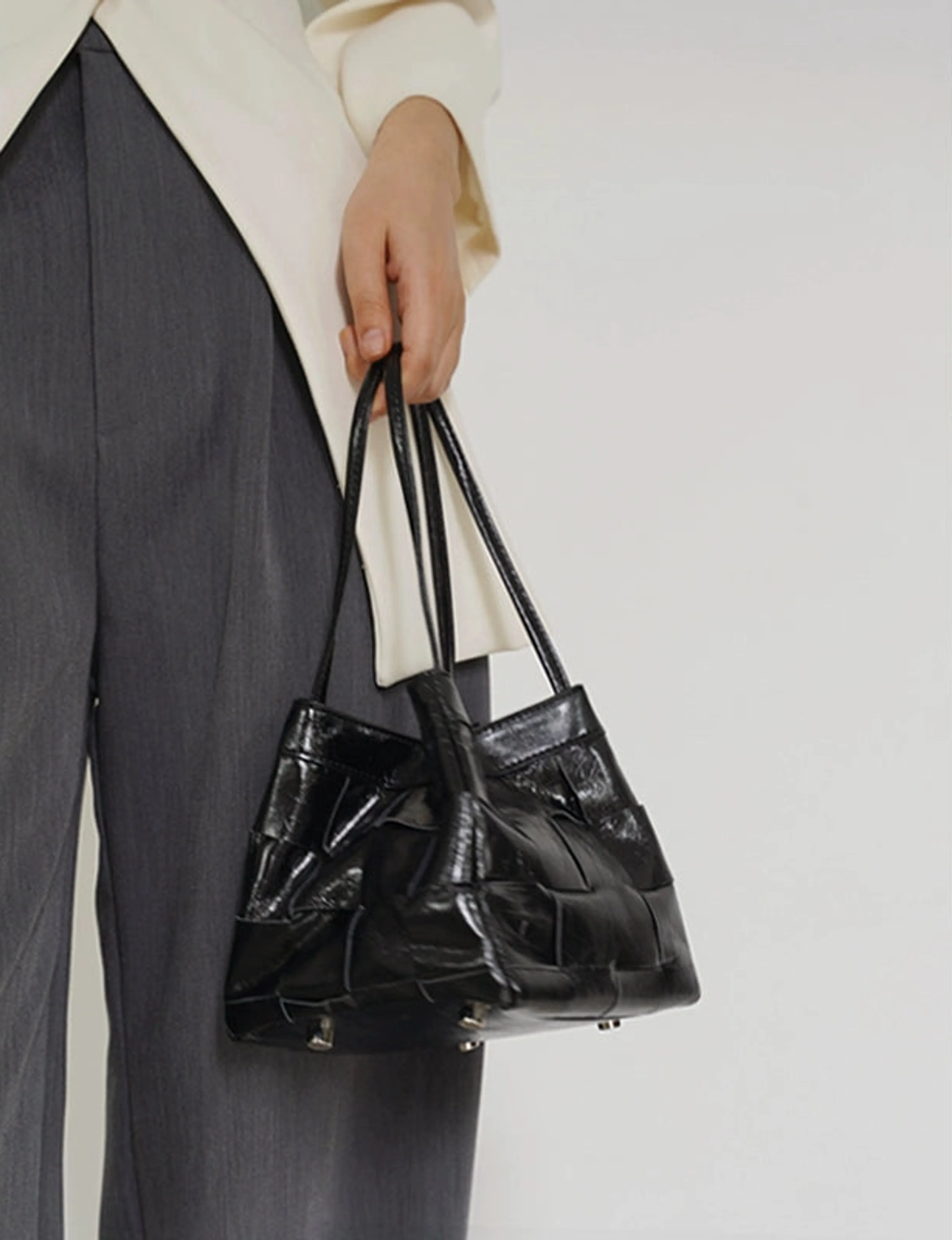 Woven Cowhide Mini Square Bag - Image 5