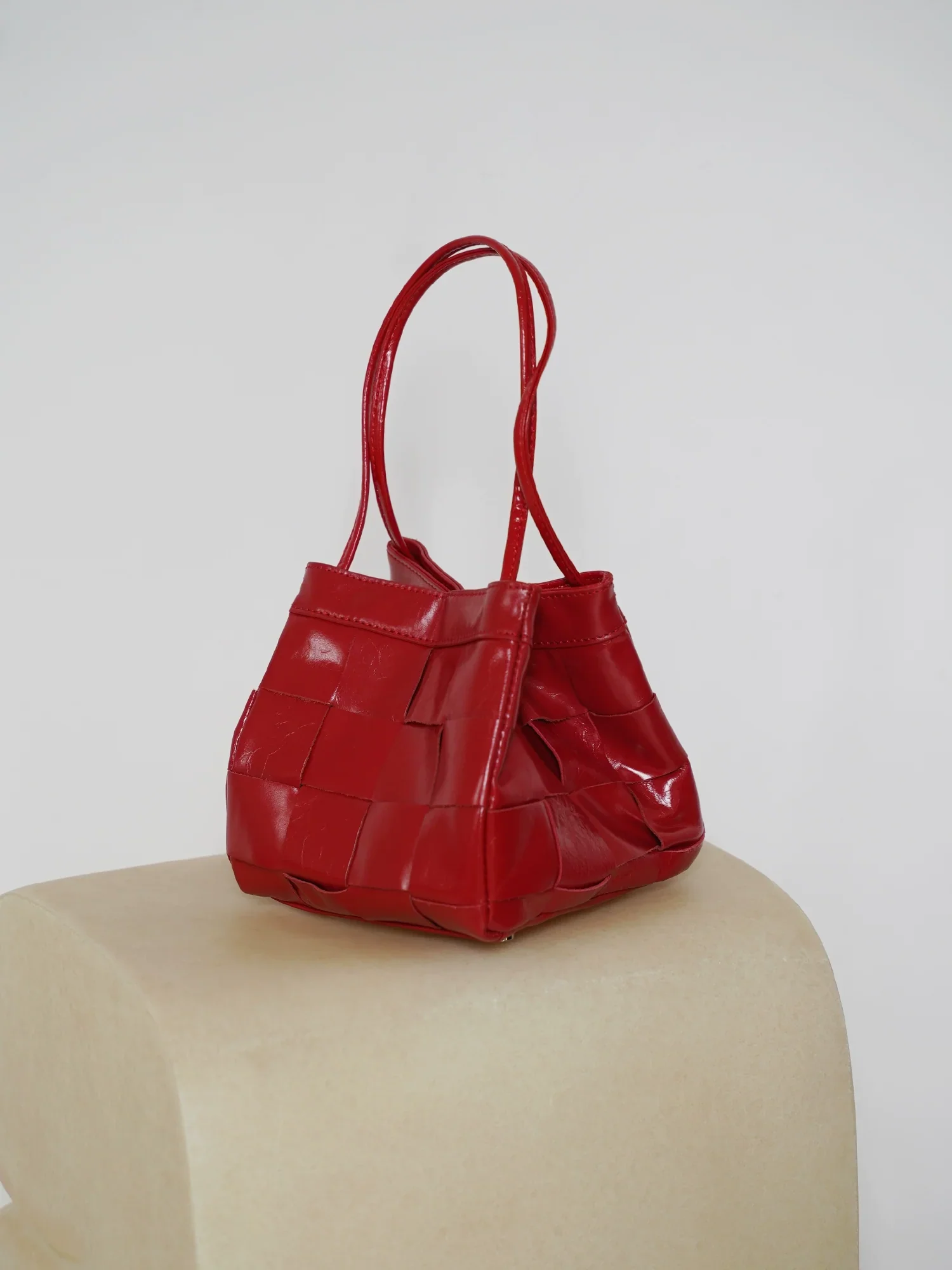 Woven Cowhide Mini Square Bag - Image 7