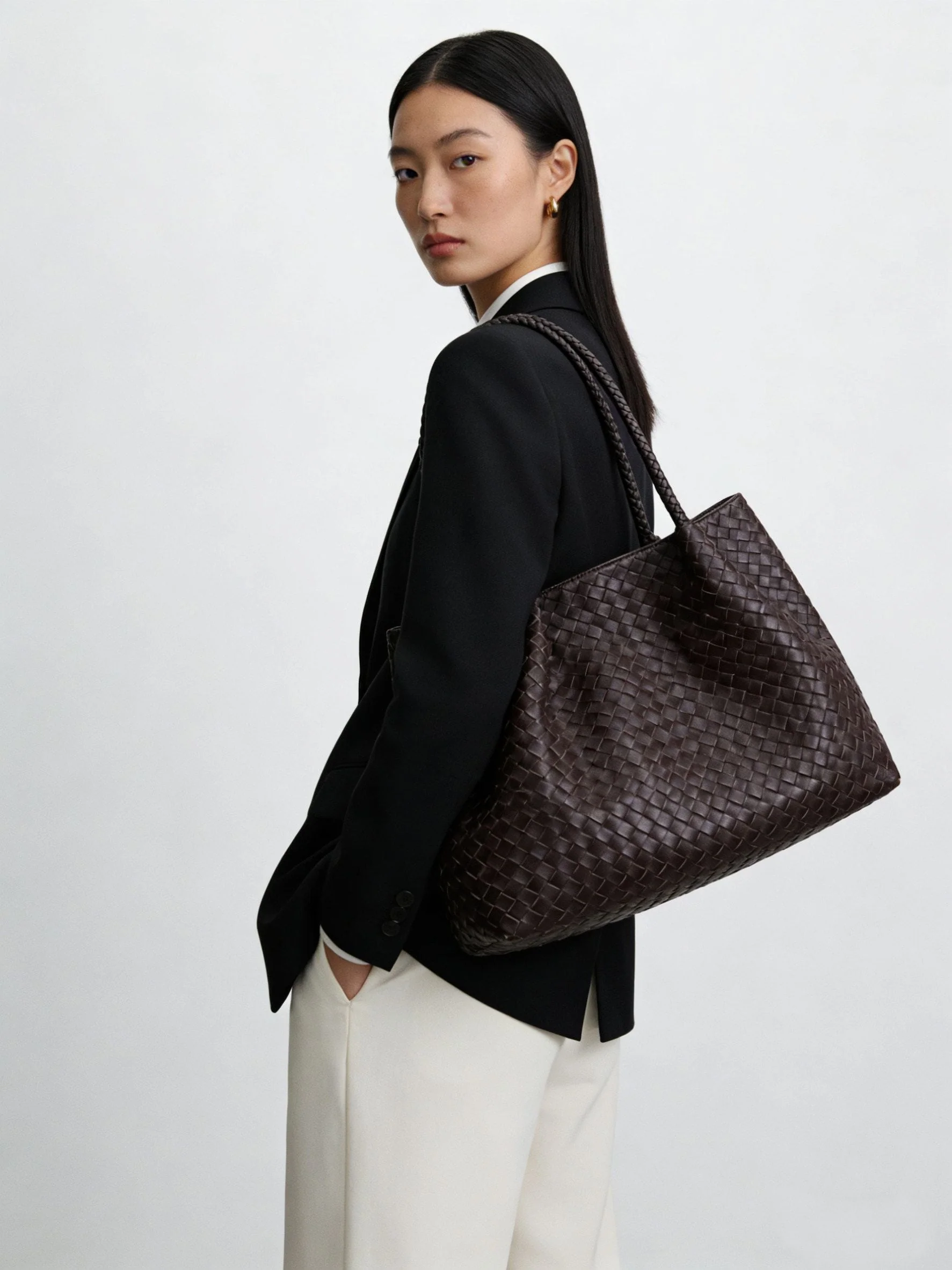Woven Lambskin Leather Tote