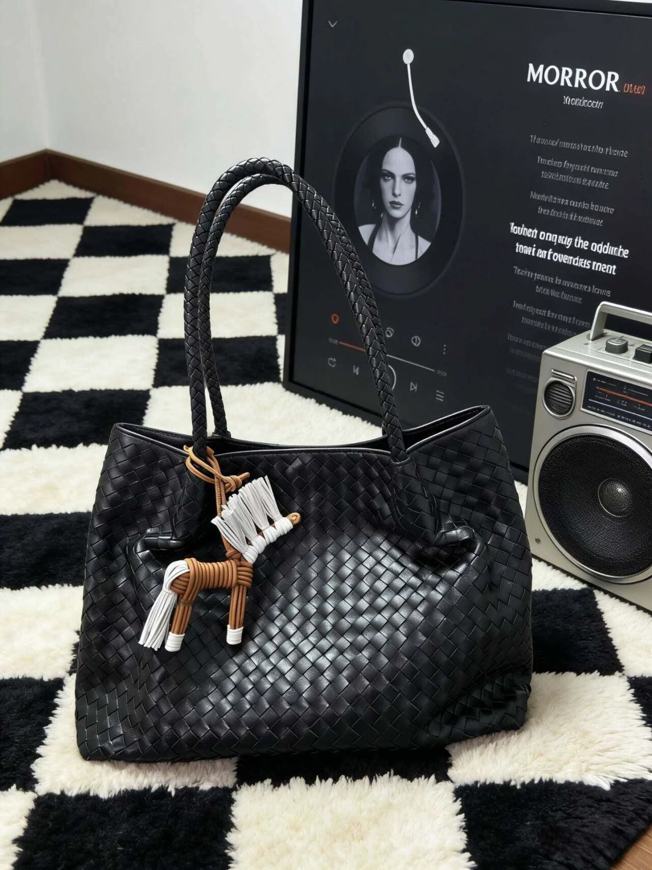 Woven Lambskin Leather Tote - Image 2