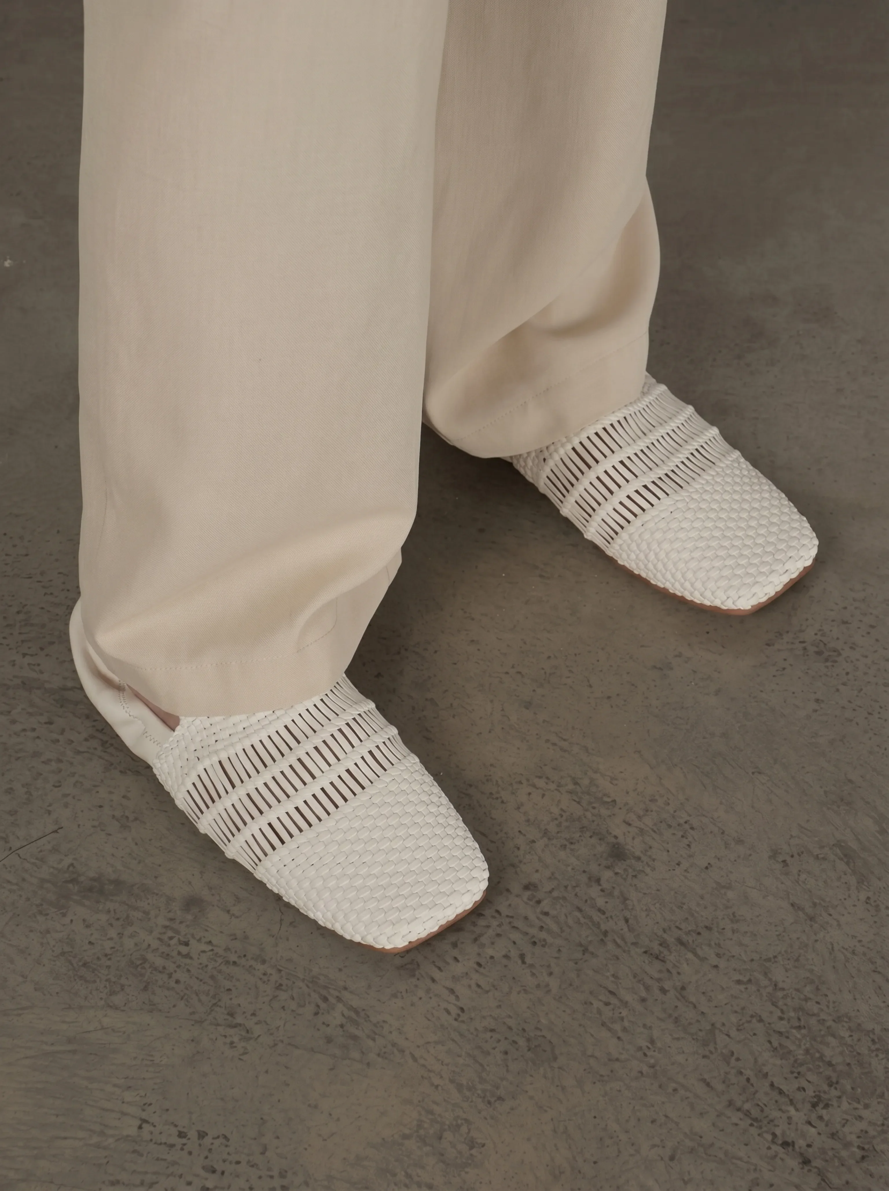 Woven Leather Square-Toe Slip-On Flats - Image 7