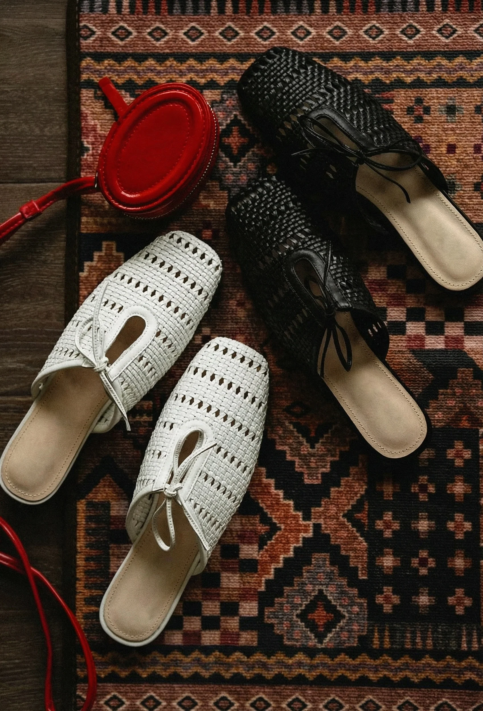 Woven Square-Toe Mules