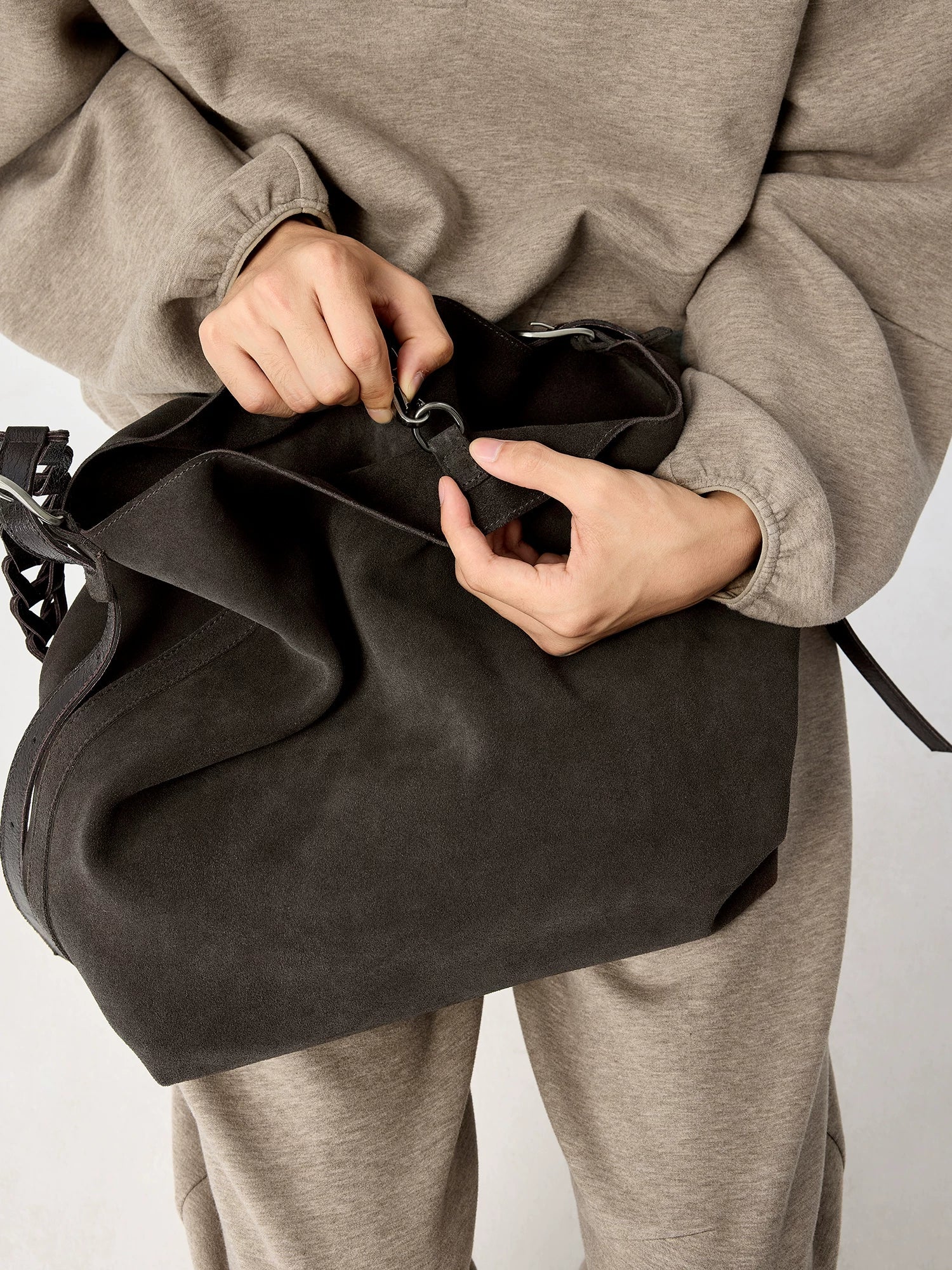 Woven Strap Suede Hobo - Image 3
