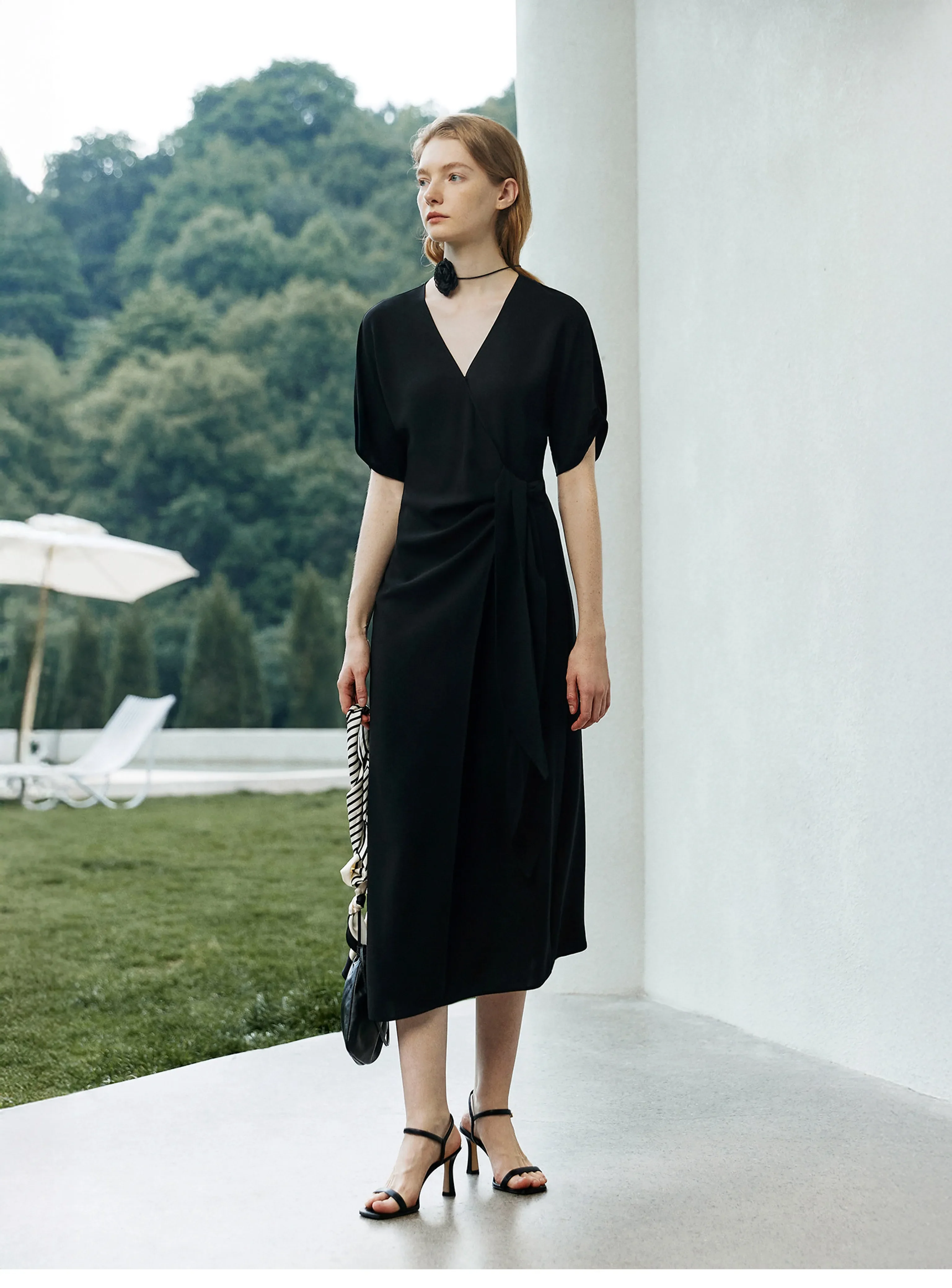 Wrap V-Neck Midi Dress - Image 4