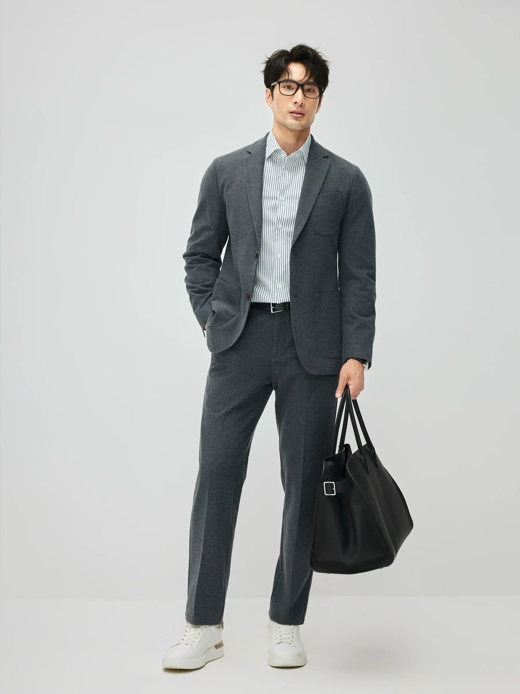 Wrinkle-Resistant Heathered Blazer