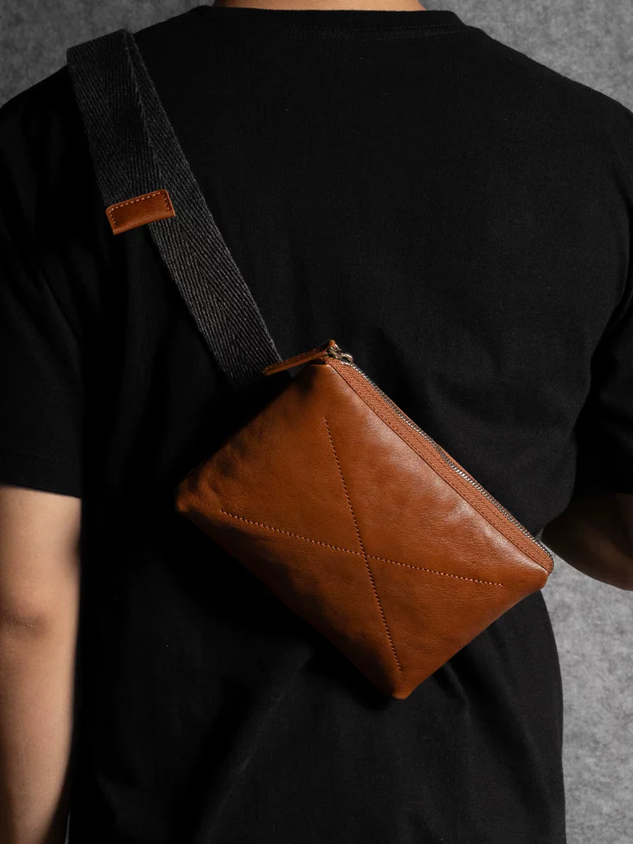X-Stitch Italian Leather Crossbody Pouch - Image 2