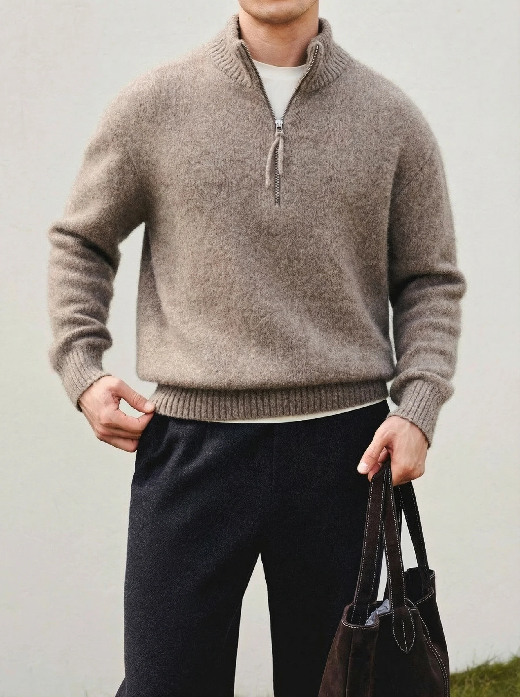 Yak Alpaca Half-Zip Mock-Neck Sweater - Image 3